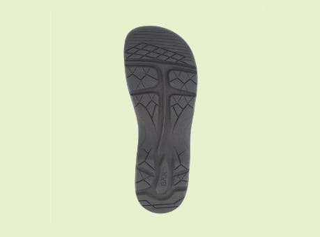 Schwarze Schuhsohle mit rutschfester Struktur für besseren Halt