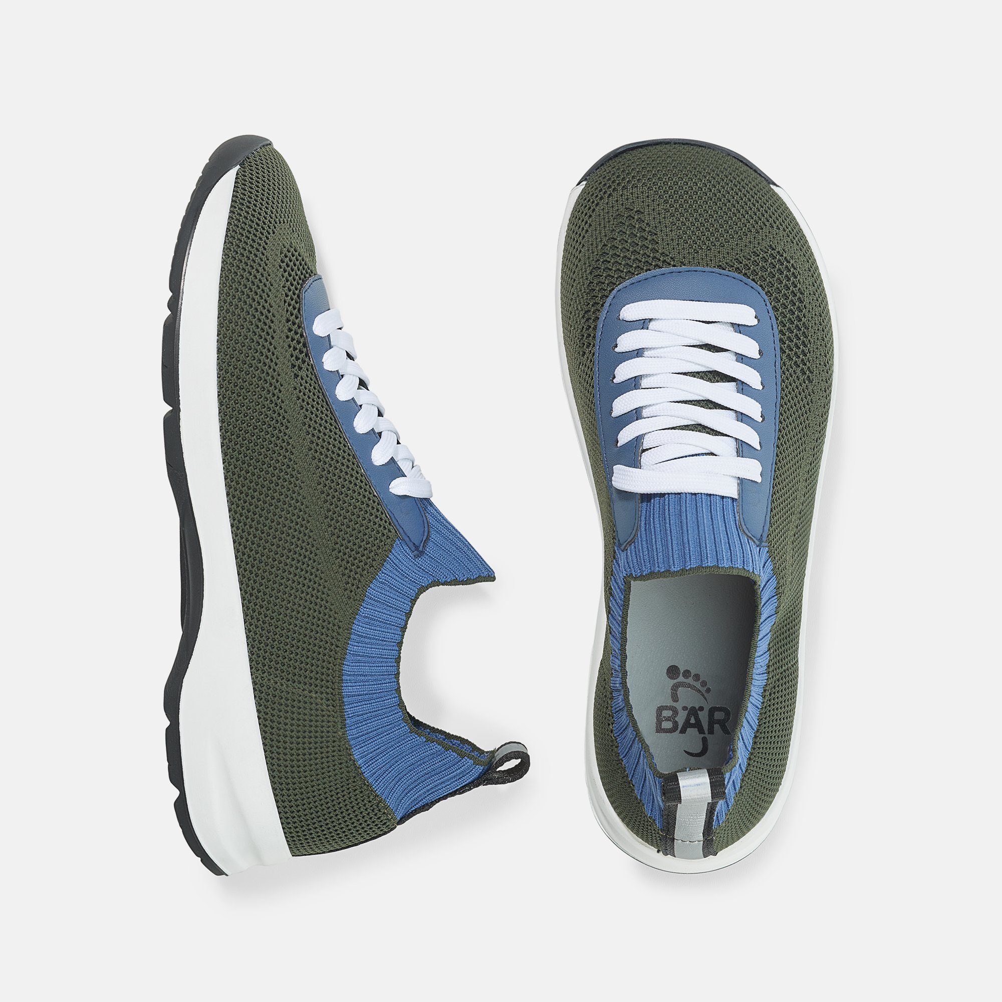 BÄR Schuhe Herrenschuhe Riley in oliv aus Textilstrick aus Polyester und PU - Anlass: Freizeitschuhe (Ansicht von oben) BÄR Schuhe Herrenschuhe Freizeitschuhe Riley oliv Textilstrick aus Polyester und PU Ansicht von oben