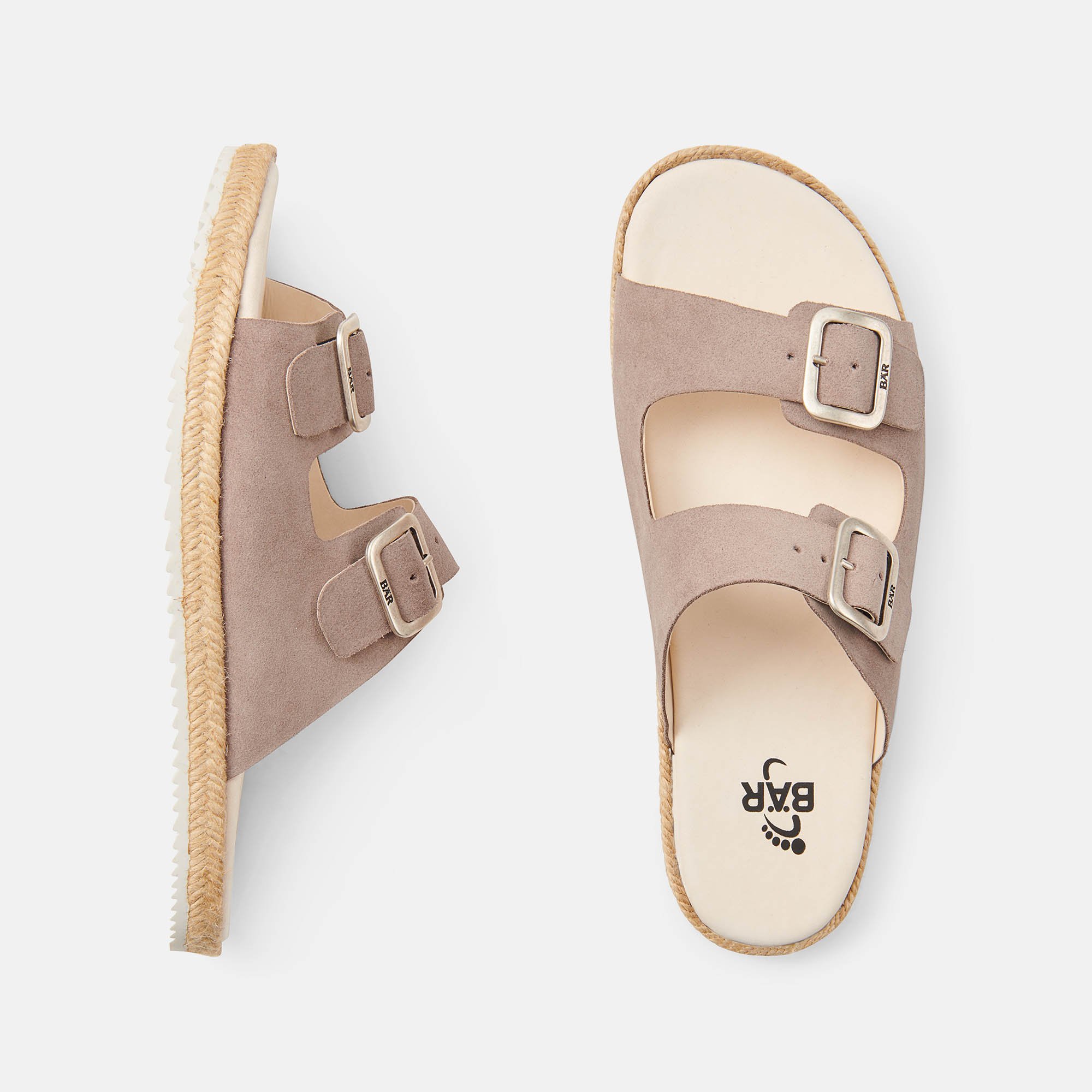 BÄR Schuhe Damenschuhe Susi in taupe aus Kalbveloursleder - Anlass: Sandaletten (Ansicht von oben) BÄR Schuhe Damenschuhe Sandaletten Susi taupe Kalbveloursleder Ansicht von oben