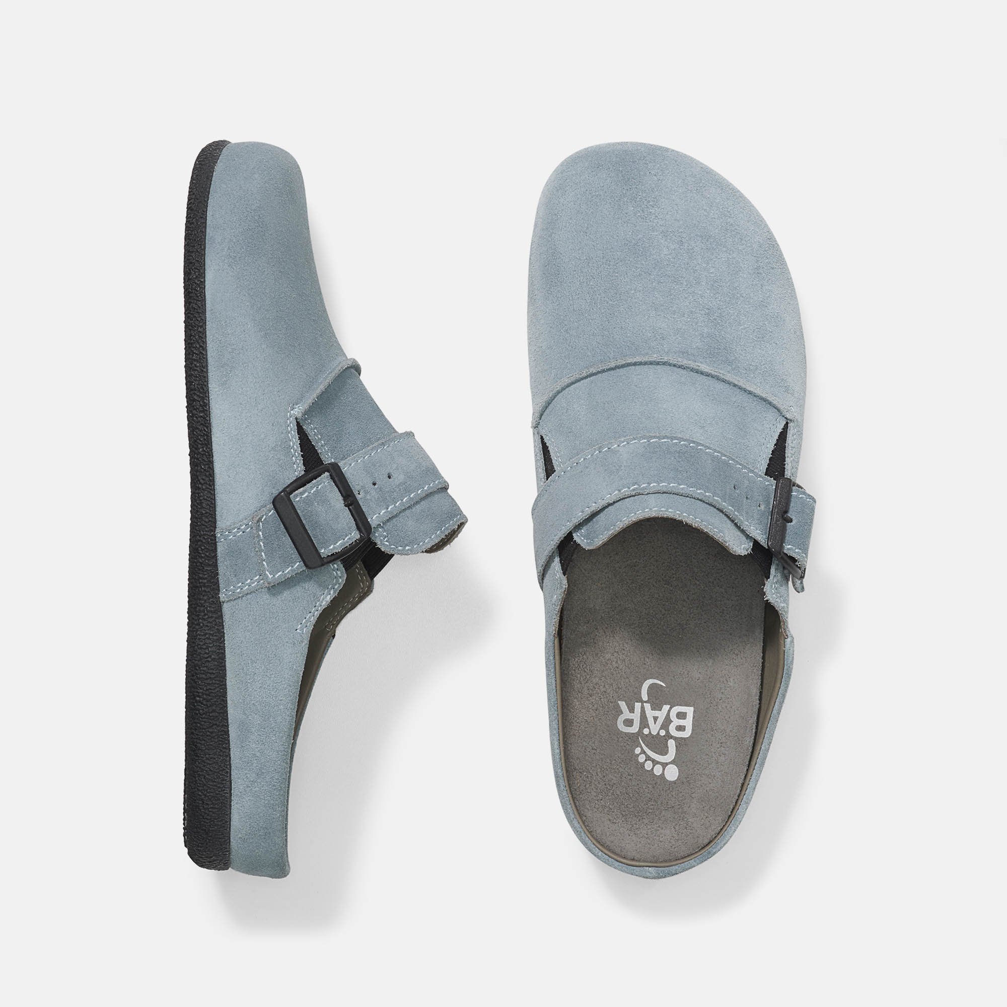 BÄR Schuhe Herrenschuhe Marlon in hellgrau aus Kalbveloursleder - Anlass: Hausschuhe (Ansicht von oben) BÄR Schuhe Herrenschuhe Hausschuhe Marlon hellgrau Kalbveloursleder Ansicht von oben