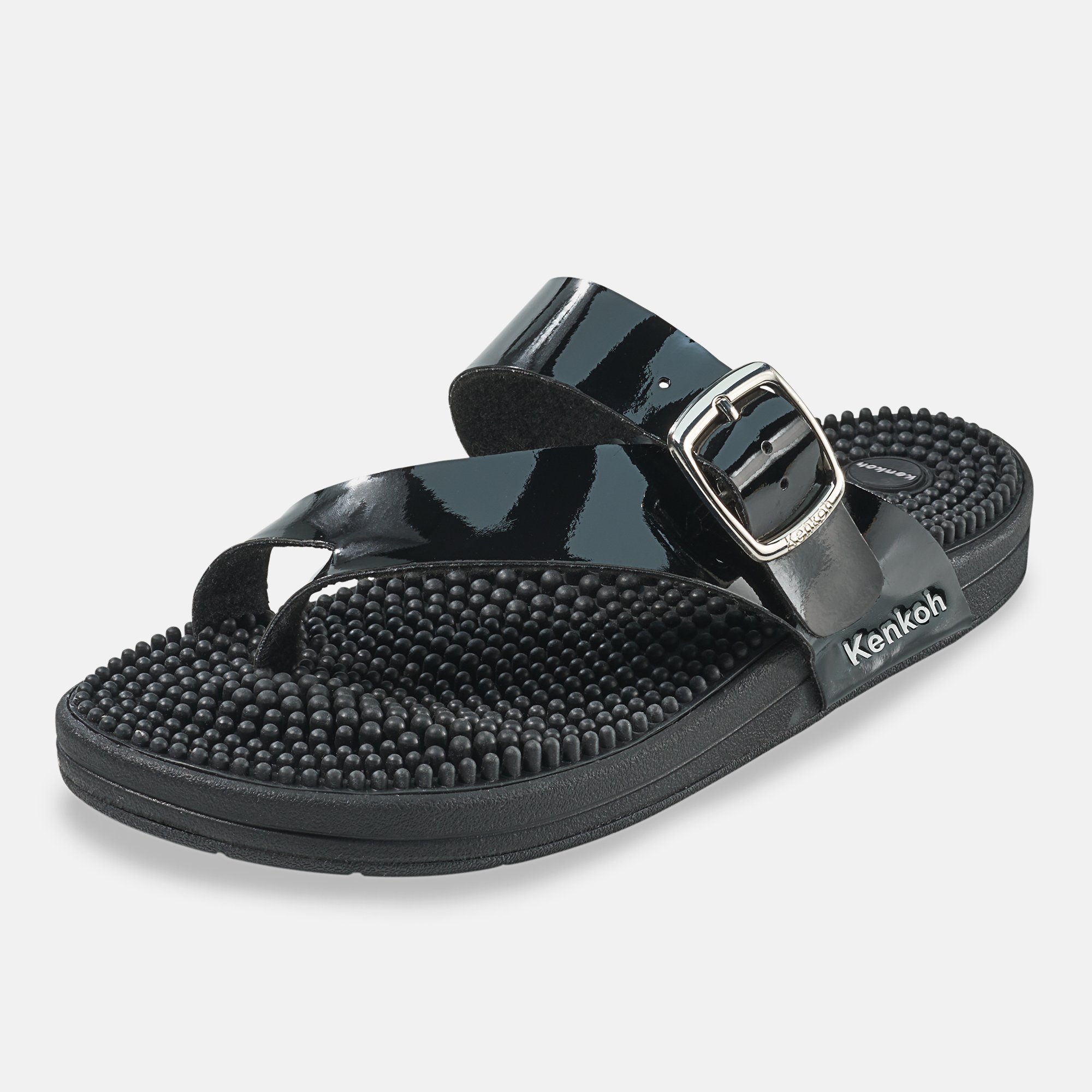 BÄR Schuhe Damenschuhe Kenkoh Massage-Sandalen Damen in schwarz aus Synthetisches Leder - Anlass: Hausschuhe (Produktbild) BÄR Schuhe Damenschuhe Hausschuhe Kenkoh Massage-Sandalen Damen schwarz Synthetisches Leder Produktbild