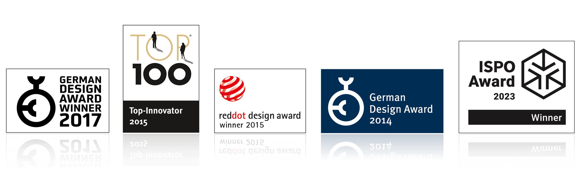 Mehrfach ausgezeichnetes Unternehmen mit German Design Award 2014 und 2017, Top-Innovator 2015, Red Dot Design Award 2015 und ISPO Award 2023 Auszeichnungen für ein Unternehmen: German Design Award 2014 und 2017, Top-Innovator 2015, Red Dot Design Award 2015, ISPO Award 2023