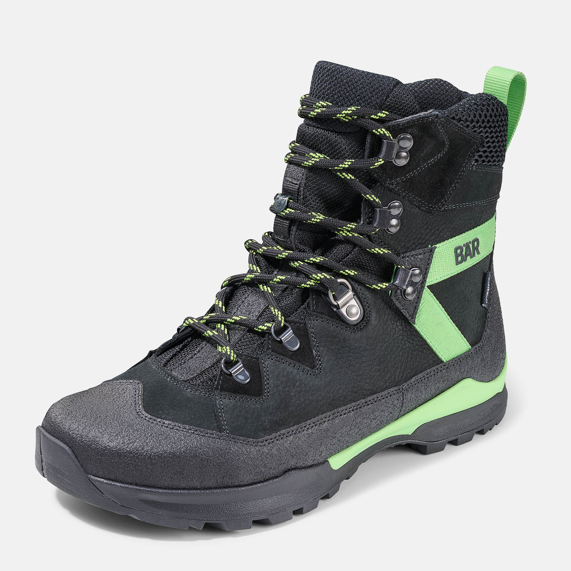 BÄR Schuhe Unisexschuhe Bergkomfort WP in schwarz/grün aus terracare® Rindnubukleder wasserabweisend, Rindveloursleder, Textil, - Anlass: Wanderstiefel (Produktbild) BÄR Schuhe Unisexschuhe Wanderstiefel Bergkomfort WP schwarz/grün terracare® Rindnubukleder wasserabweisend, Rindveloursleder, Textil, Produktbild
