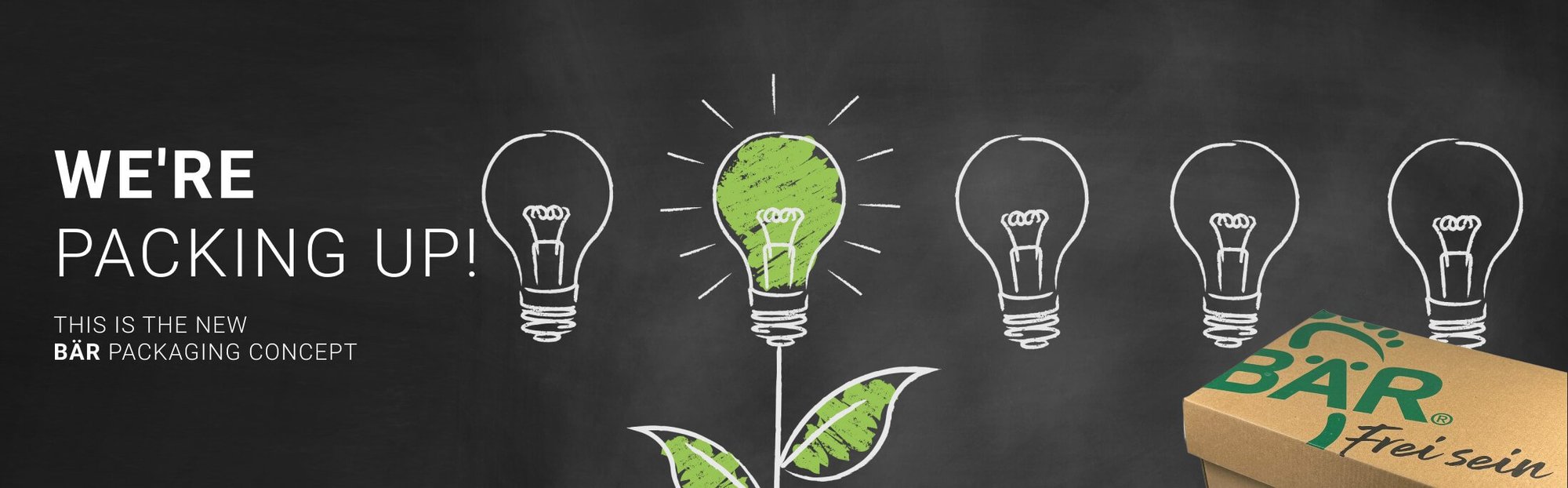 BÄR introduces new packaging with green-themed light bulbs and a cardboard box with company logo