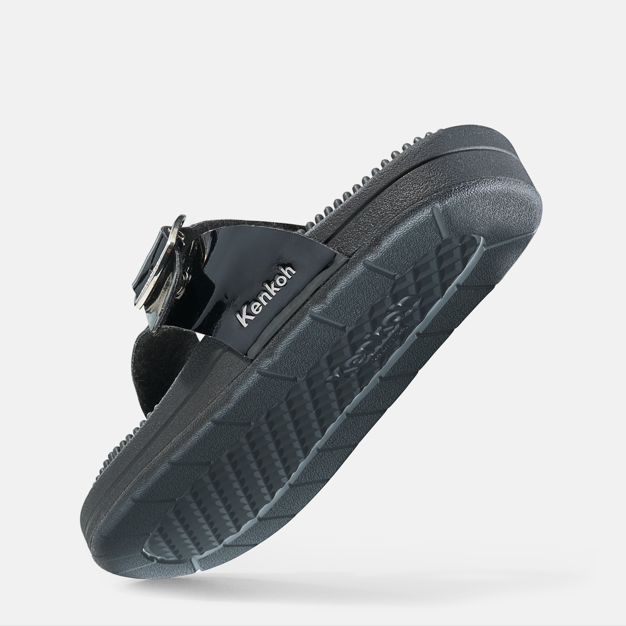 BÄR Schuhe Damenschuhe Kenkoh Massage-Sandalen Damen in schwarz aus Synthetisches Leder - Anlass: Hausschuhe (Seitenansicht) BÄR Schuhe Damenschuhe Hausschuhe Kenkoh Massage-Sandalen Damen schwarz Synthetisches Leder Seitenansicht