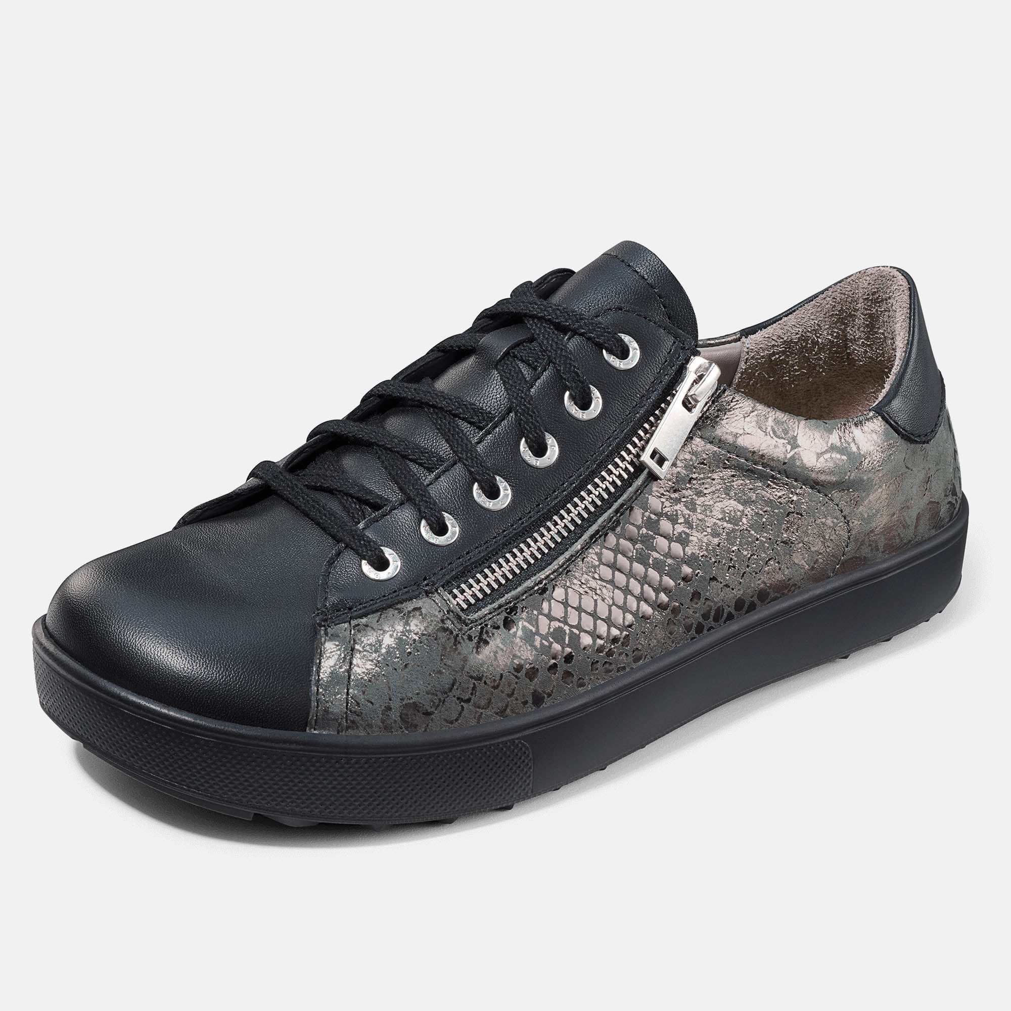 BÄR Schuhe Damenschuhe Freizeitschuhe Margot schwarz/anthrazit Lammnappaleder, Kalbnappaleder bedruckt Produktbild