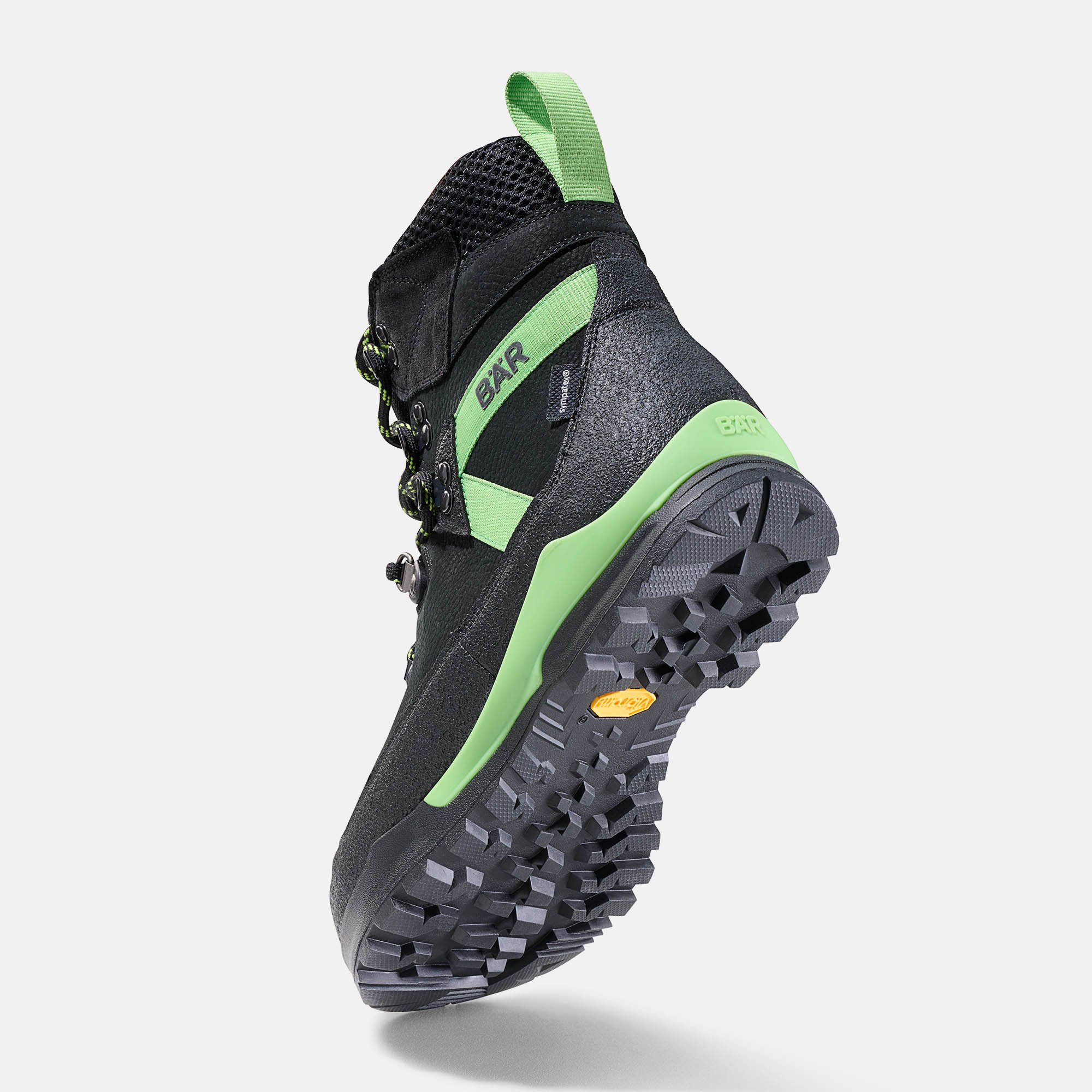 BÄR Schuhe Unisexschuhe Bergkomfort WP in schwarz/grün aus terracare® Rindnubukleder wasserabweisend, Rindveloursleder, Textil, - Anlass: Wanderstiefel (Seitenansicht) BÄR Schuhe Unisexschuhe Wanderstiefel Bergkomfort WP schwarz/grün terracare® Rindnubukleder wasserabweisend, Rindveloursleder, Textil, Seitenansicht