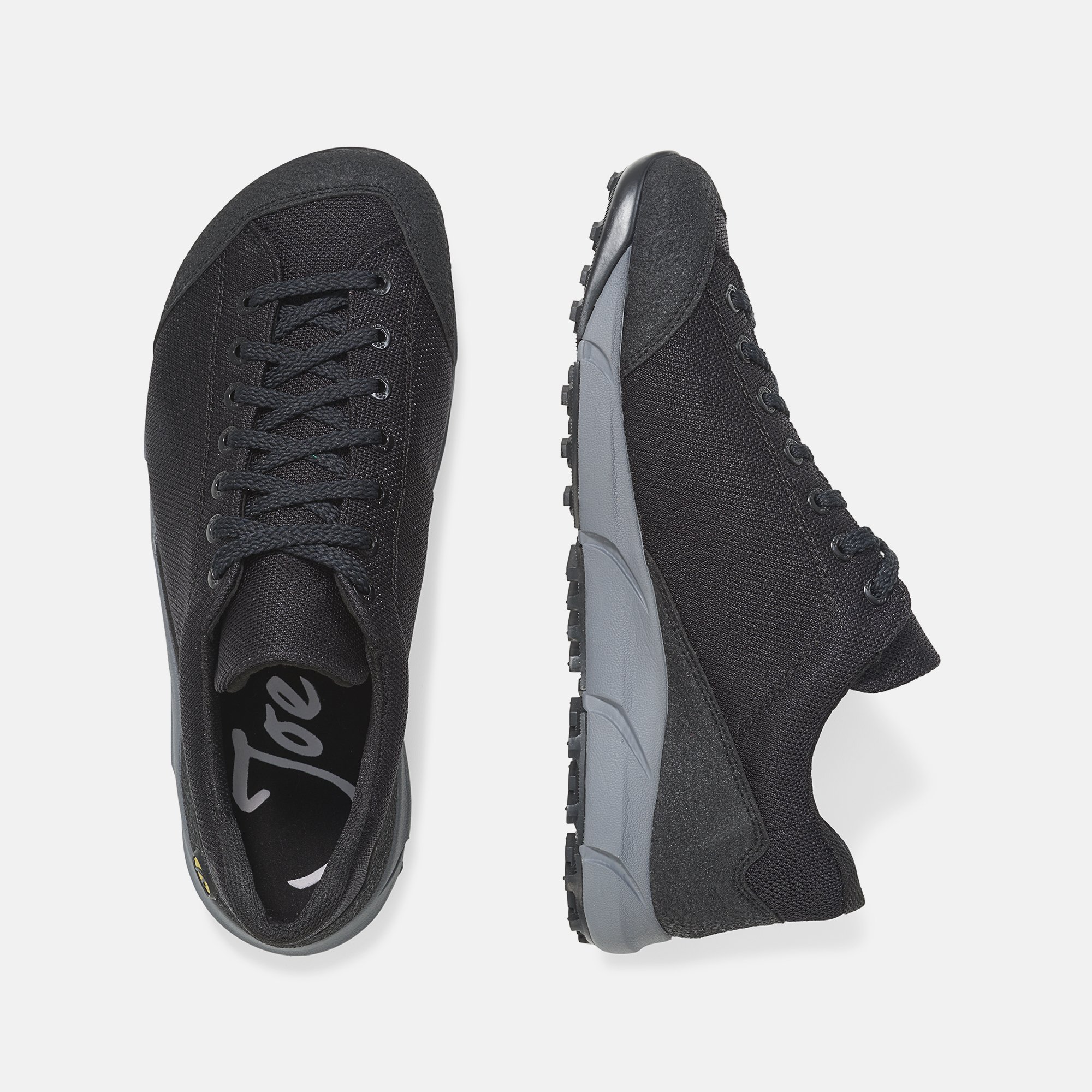 JOENIMBLE Schuhe Damenschuhe trekToes in schwarz aus Textil (Ansicht von oben) JOENIMBLE Schuhe Damenschuhe trekToes schwarz Textil Ansicht von oben