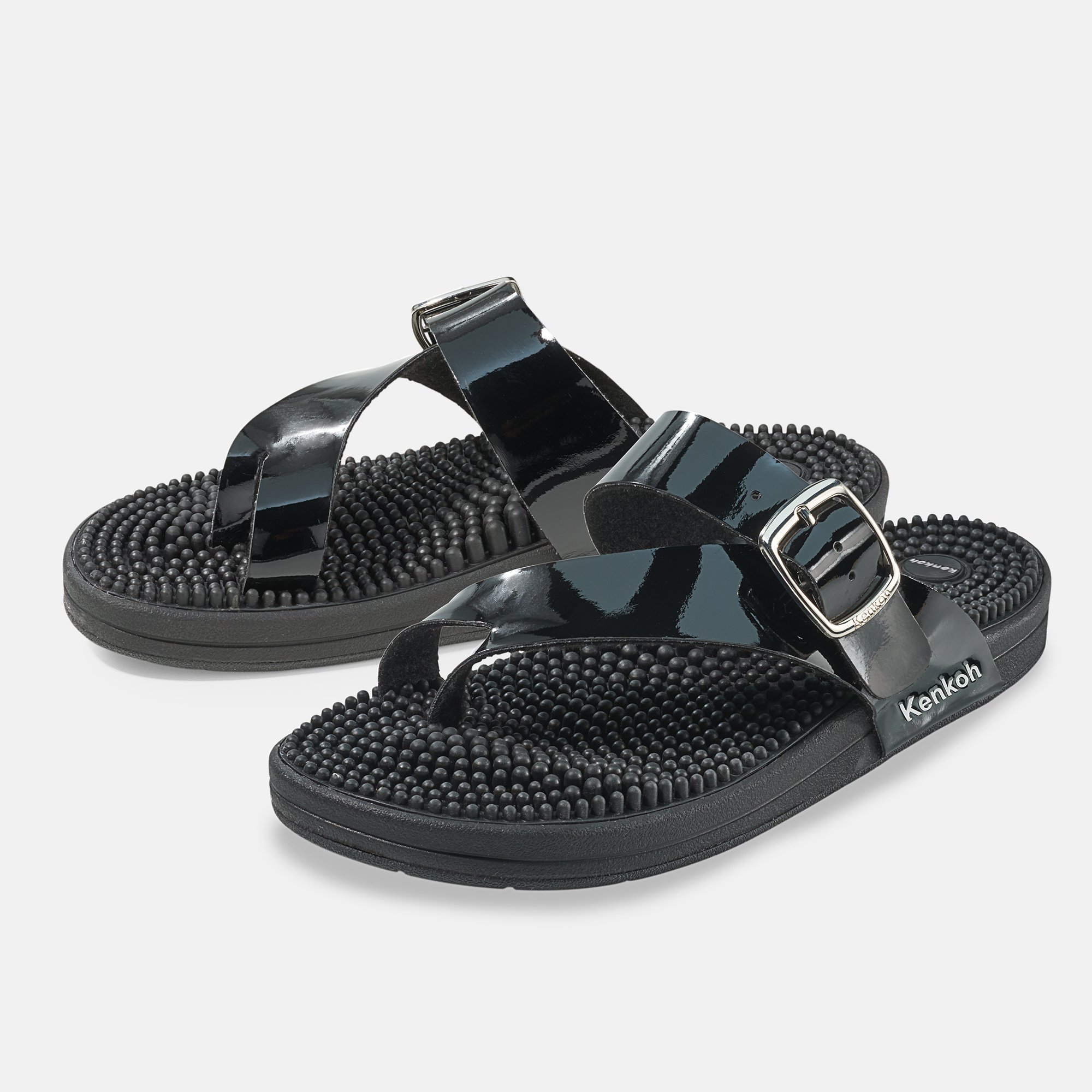 BÄR Schuhe Damenschuhe Kenkoh Massage-Sandalen Damen in schwarz aus Synthetisches Leder - Anlass: Hausschuhe (Hauptbild) BÄR Schuhe Damenschuhe Hausschuhe Kenkoh Massage-Sandalen Damen schwarz Synthetisches Leder Hauptbild