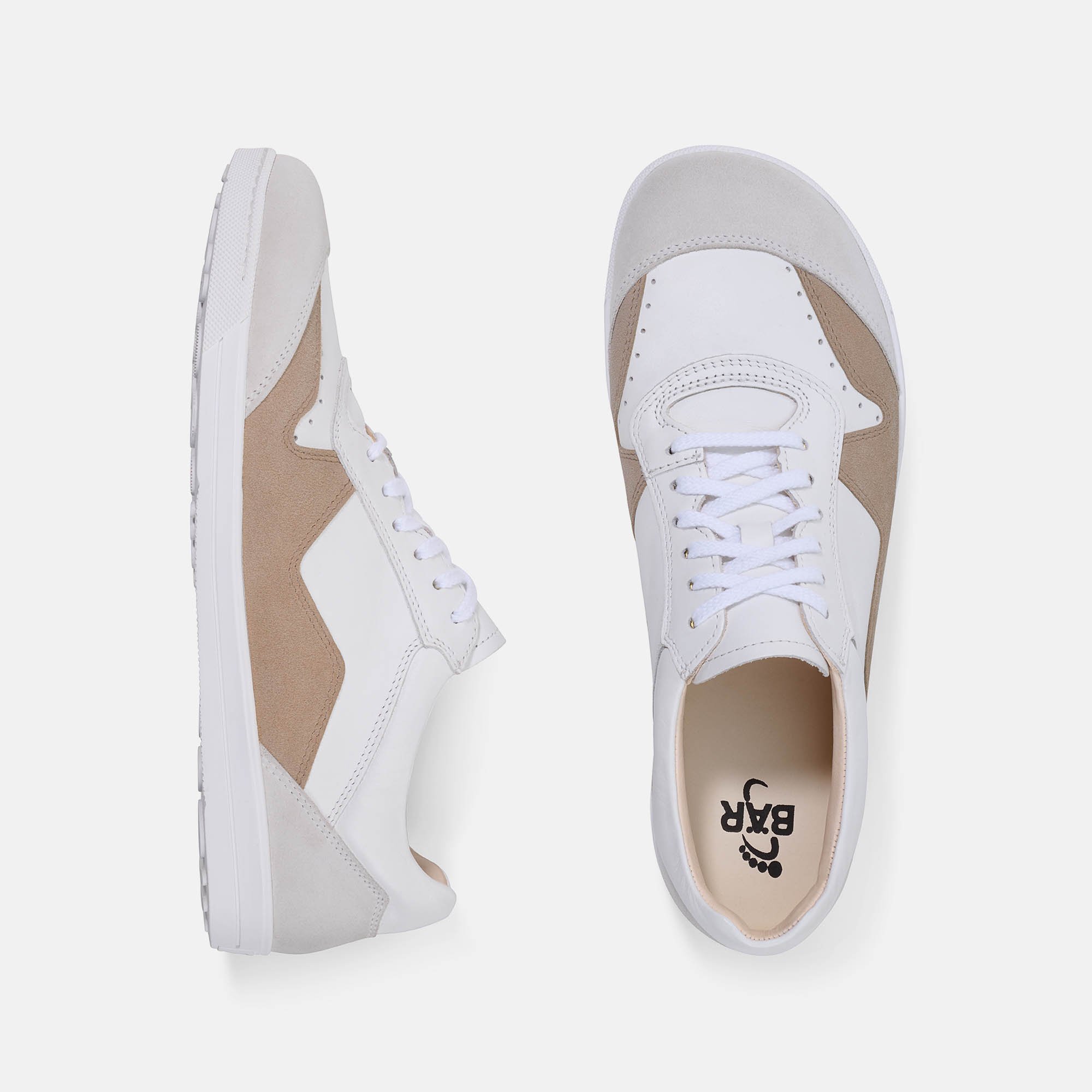 BÄR Schuhe Damenschuhe Alea in weiß/beige aus Kalbnappaleder, Kalbveloursleder - Anlass: Freizeitschuhe (Ansicht von oben) BÄR Schuhe Damenschuhe Freizeitschuhe Alea weiß/beige Kalbnappaleder, Kalbveloursleder Ansicht von oben