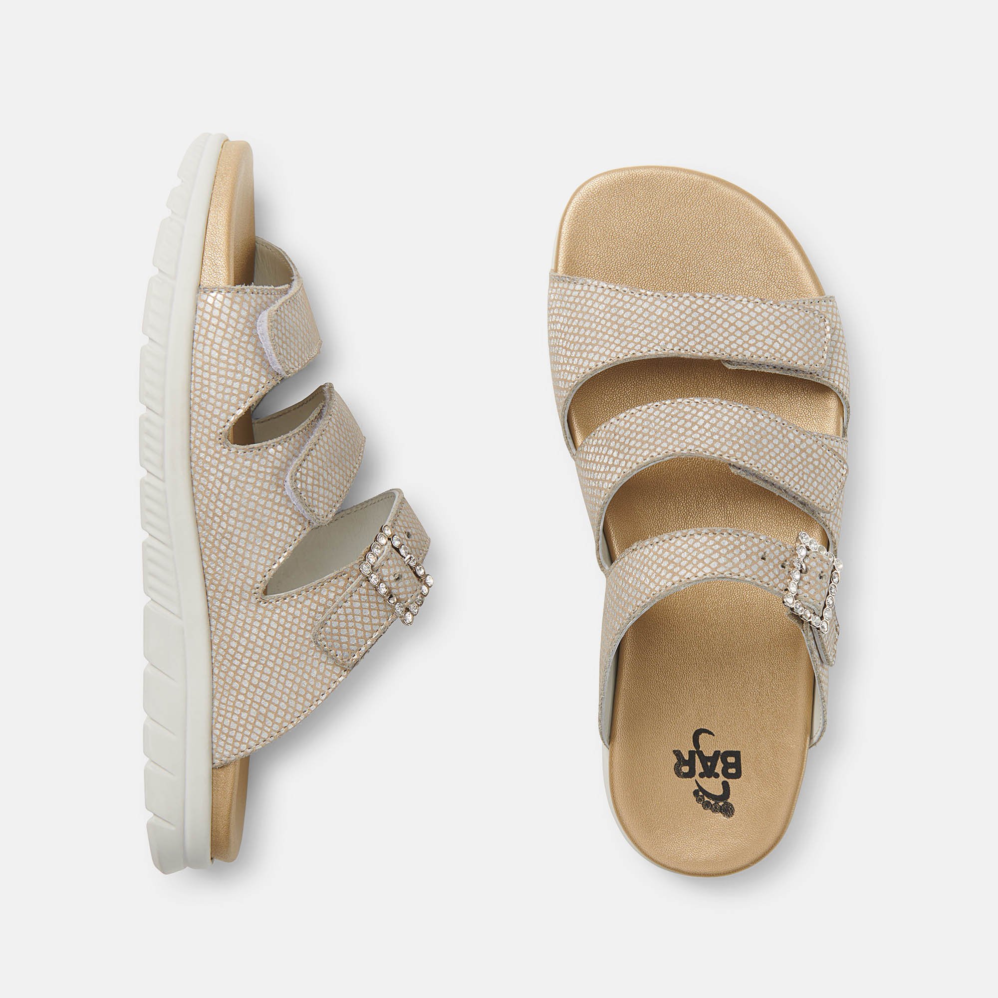 BÄR Schuhe Damenschuhe Yvonne in sand aus Kalbveloursleder, Geprägtes Kalbveloursleder - Anlass: Sandaletten (Ansicht von oben) BÄR Schuhe Damenschuhe Sandaletten Yvonne sand Kalbveloursleder, Geprägtes Kalbveloursleder Ansicht von oben