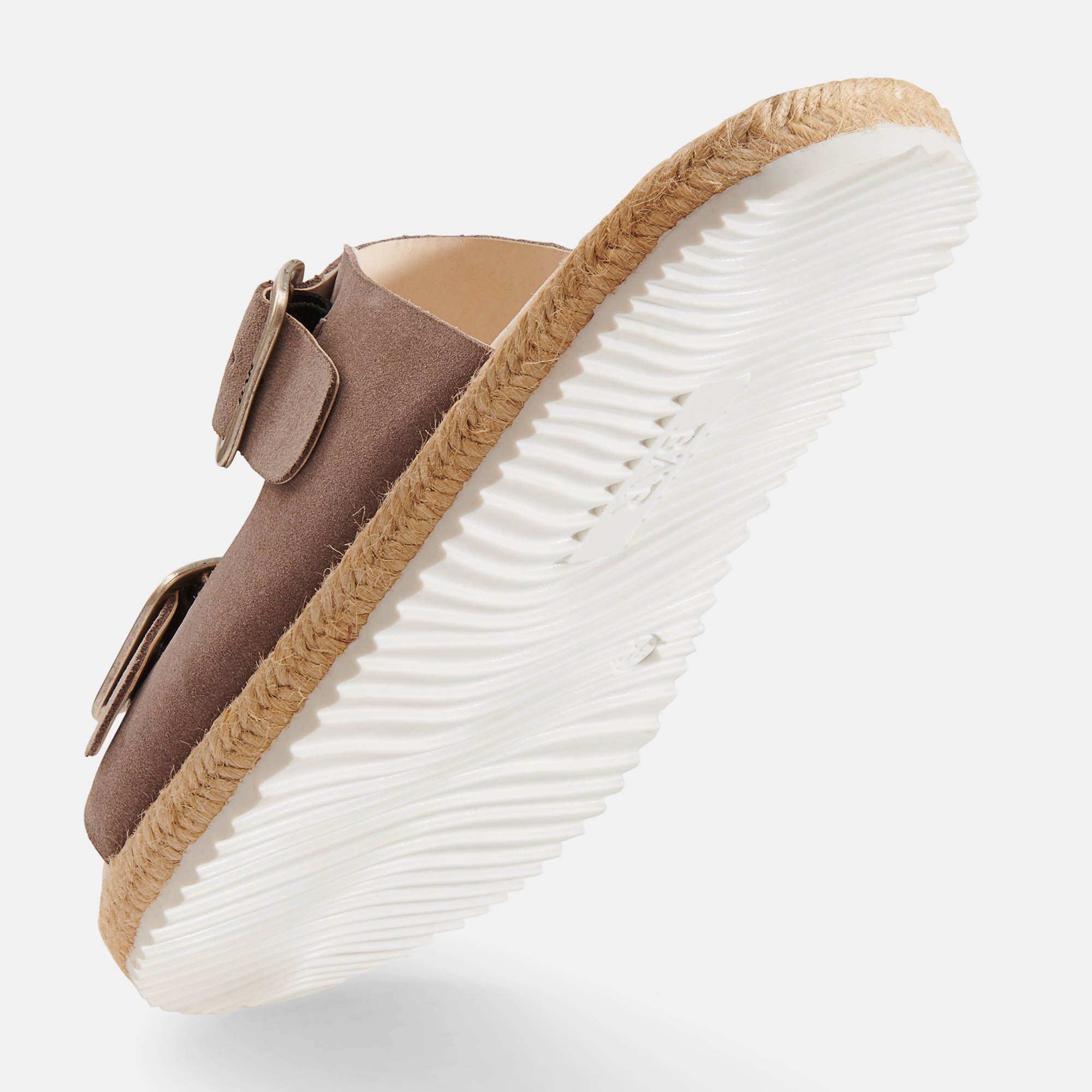 BÄR Schuhe Damenschuhe Susi in taupe aus Kalbveloursleder - Anlass: Sandaletten (Seitenansicht) BÄR Schuhe Damenschuhe Sandaletten Susi taupe Kalbveloursleder Seitenansicht