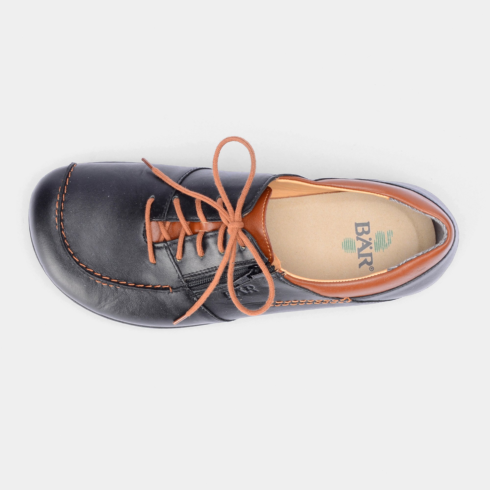 BÄR Schuhe Damenschuhe Jolanda in schwarz/braun aus Kalbnappaleder - Anlass: Freizeitschuhe (Ansicht von oben) BÄR Schuhe Damenschuhe Freizeitschuhe Jolanda schwarz/braun Kalbnappaleder Ansicht von oben