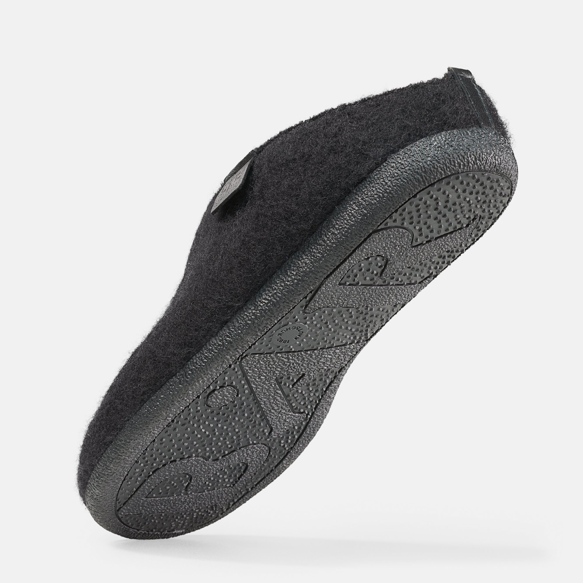 BÄR Schuhe Unisexschuhe Hugo in schwarz aus 75% Wolle, 25% Polyamid - Anlass: Hausschuhe (Seitenansicht) BÄR Schuhe Unisexschuhe Hausschuhe Hugo schwarz 75% Wolle, 25% Polyamid Seitenansicht