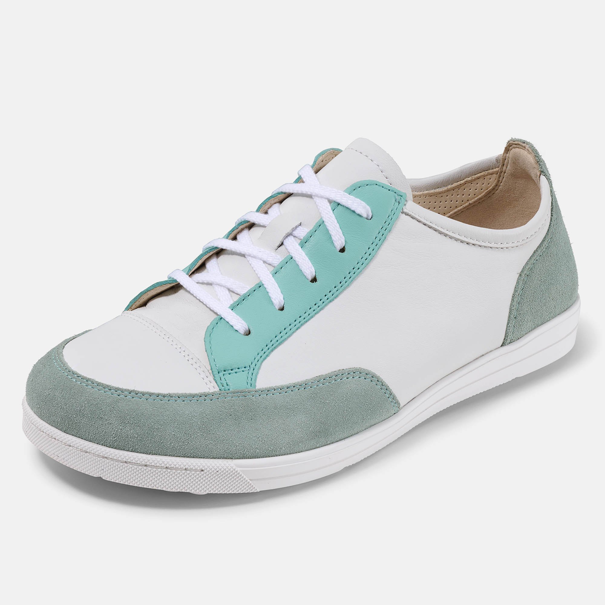 BÄR Schuhe Damenschuhe Alltag Emma 2.0 weiß/mint Kalbnappaleder, Kalbveloursleder Produktbild