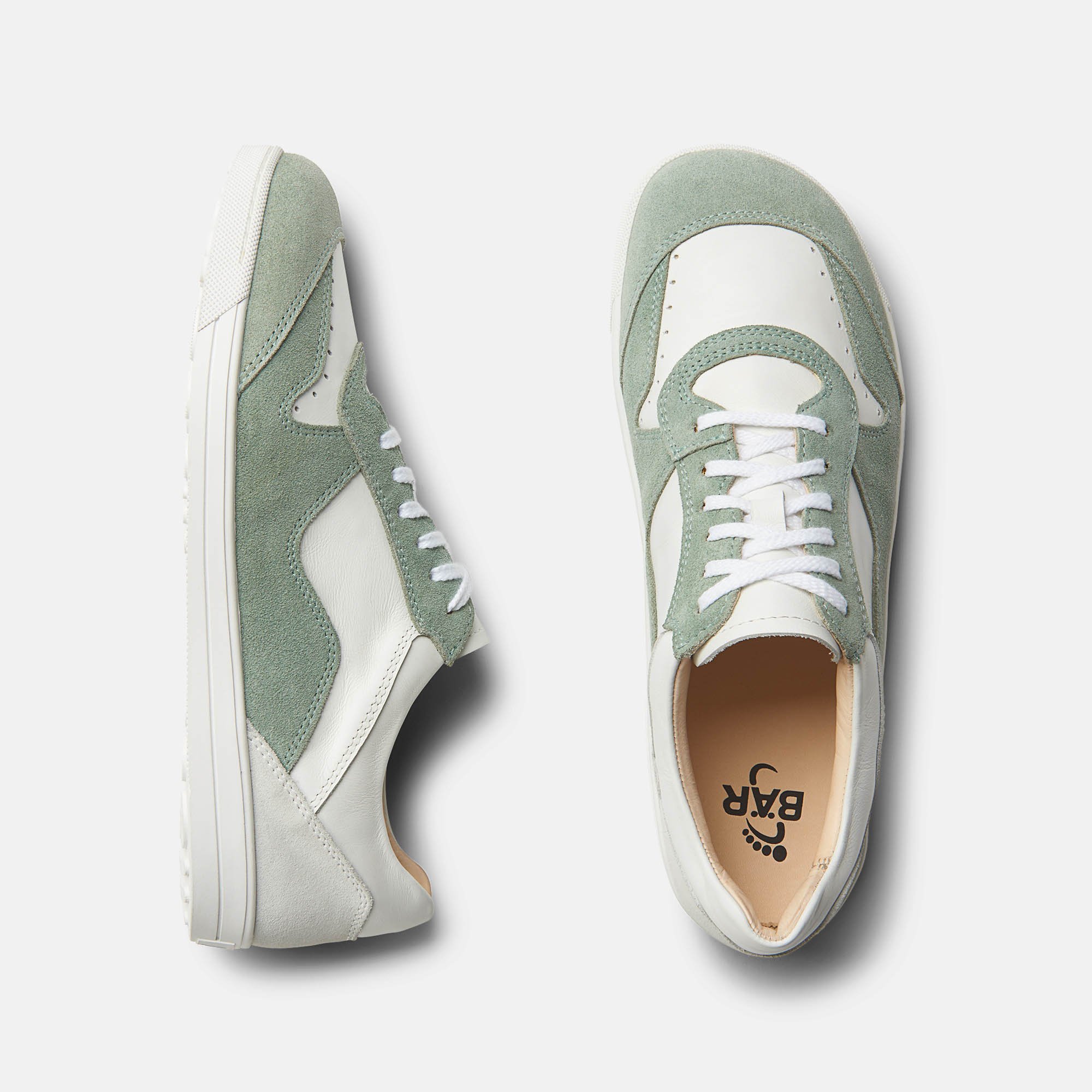 BÄR Schuhe Damenschuhe Alea in weiß/mint aus Kalbnappaleder, Kalbveloursleder - Anlass: Freizeitschuhe (Ansicht von oben) BÄR Schuhe Damenschuhe Freizeitschuhe Alea weiß/mint Kalbnappaleder, Kalbveloursleder Ansicht von oben