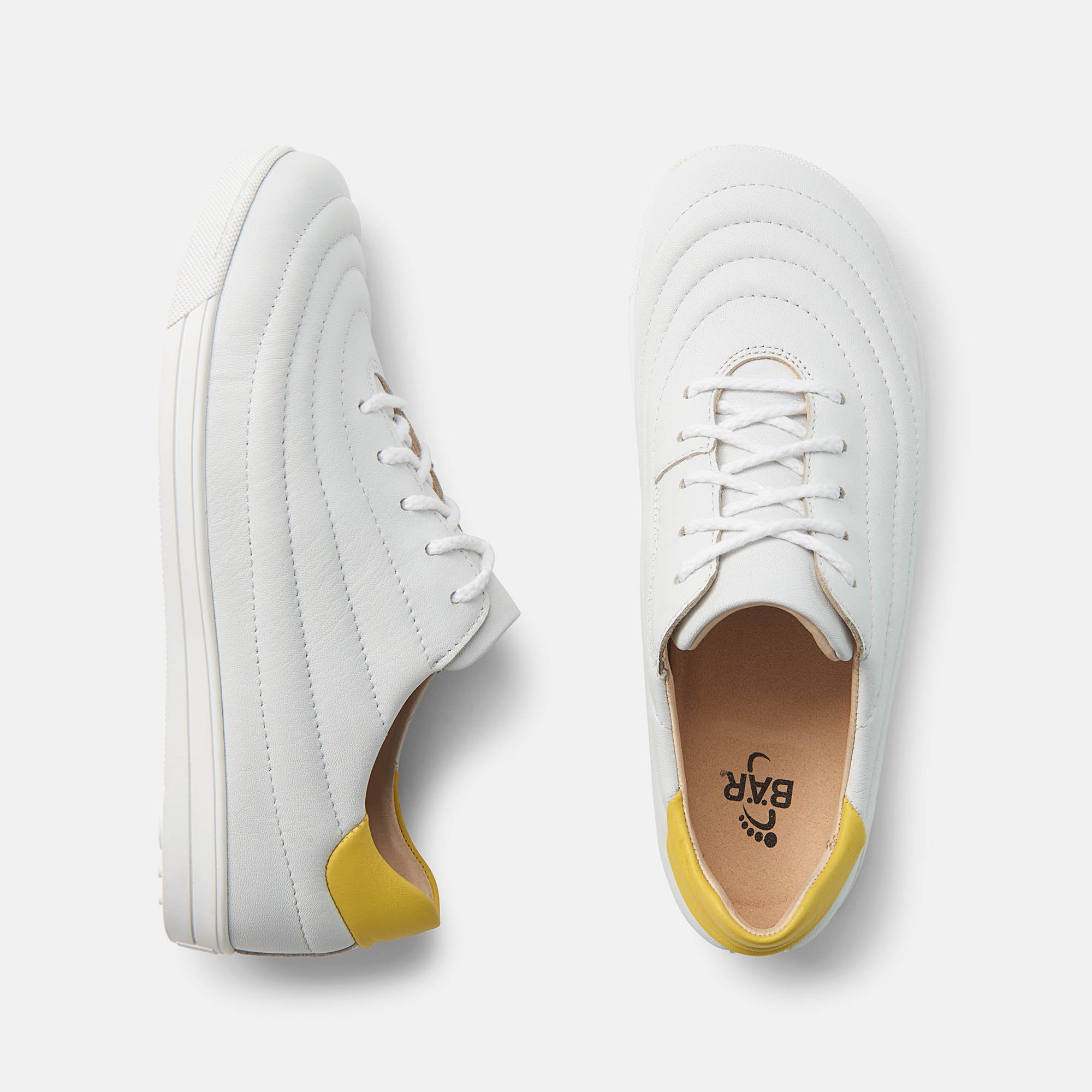 BÄR Schuhe Damenschuhe Harper in weiß/zitrone aus Lammnappaleder - Anlass: Alltag (Ansicht von oben) BÄR Schuhe Damenschuhe Alltag Harper weiß/zitrone Lammnappaleder Ansicht von oben