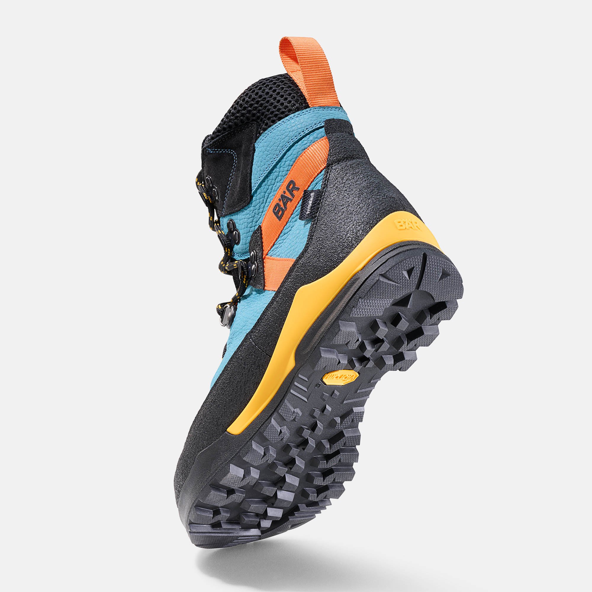 BÄR Schuhe Unisexschuhe Wanderstiefel Bergkomfort WP petrol/orange terracare® Rindnubukleder wasserabweisend, Rindveloursleder Seitenansicht