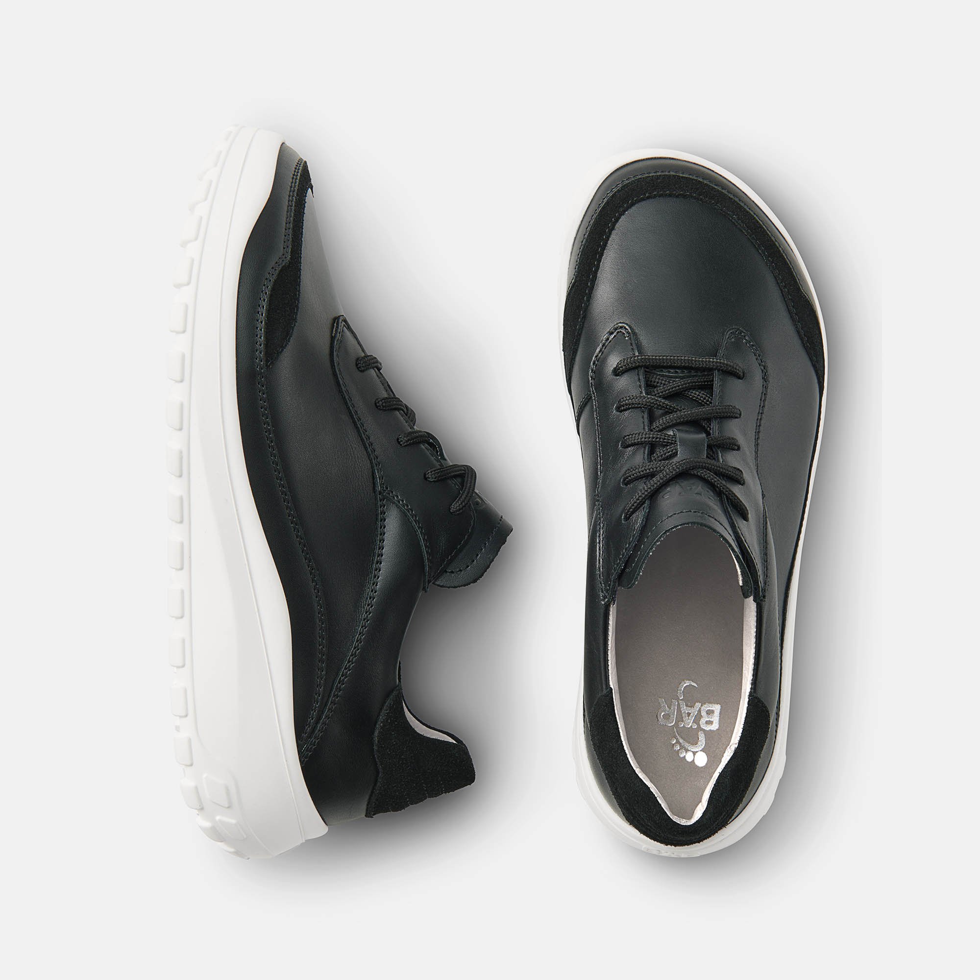 BÄR Schuhe Damenschuhe Quinn in schwarz aus Kalbnappaleder, Kalbveloursleder - Anlass: Alltag (Ansicht von oben) BÄR Schuhe Damenschuhe Alltag Quinn schwarz Kalbnappaleder, Kalbveloursleder Ansicht von oben