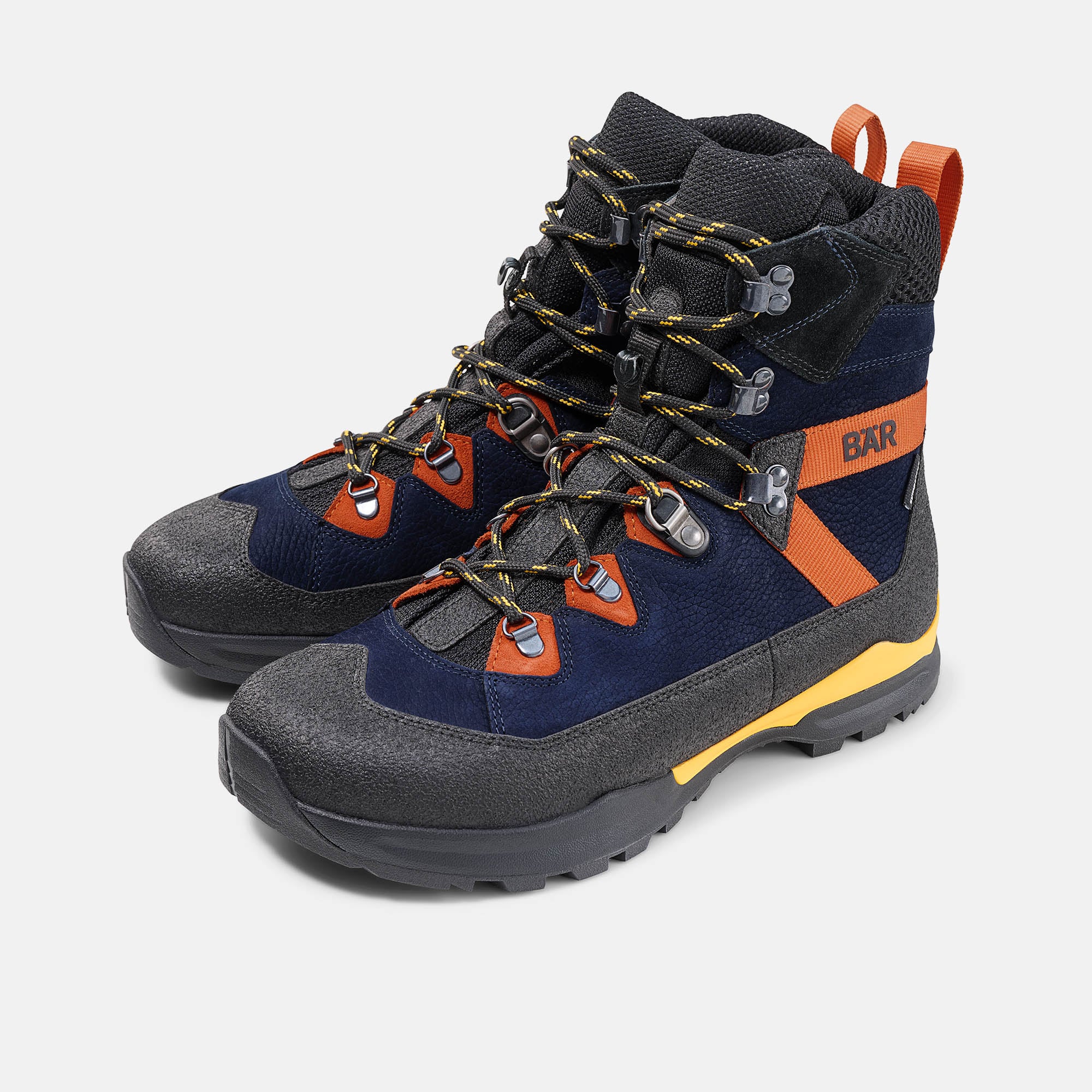 BÄR Schuhe Unisexschuhe Wanderstiefel Bergkomfort WP dunkelblau/orange terracare® Rindnubukleder wasserabweisend, Rindveloursleder, Textil, Hauptbild