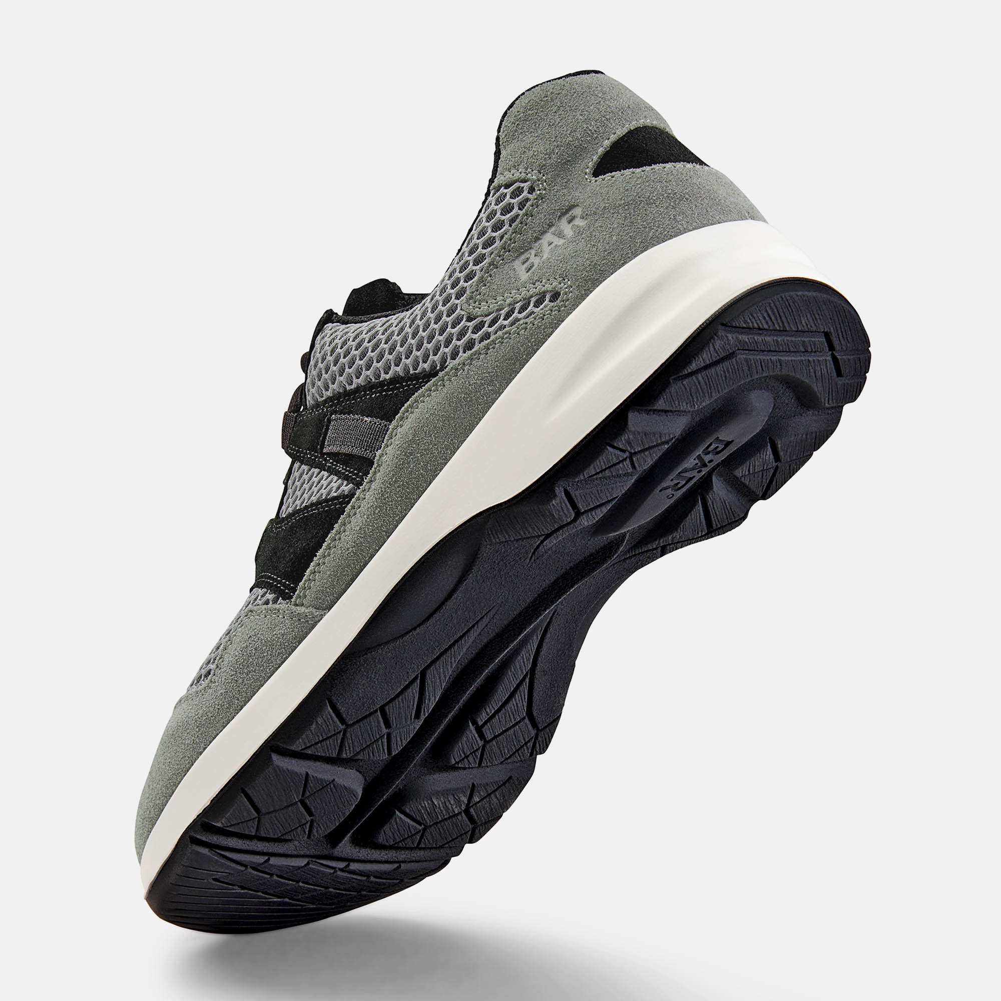 BÄR Schuhe Unisexschuhe Easyrun in grau/schwarz aus Rindveloursleder, Textil - Anlass: Laufschuhe (Seitenansicht) BÄR Schuhe Unisexschuhe Laufschuhe Easyrun grau/schwarz Rindveloursleder, Textil Seitenansicht