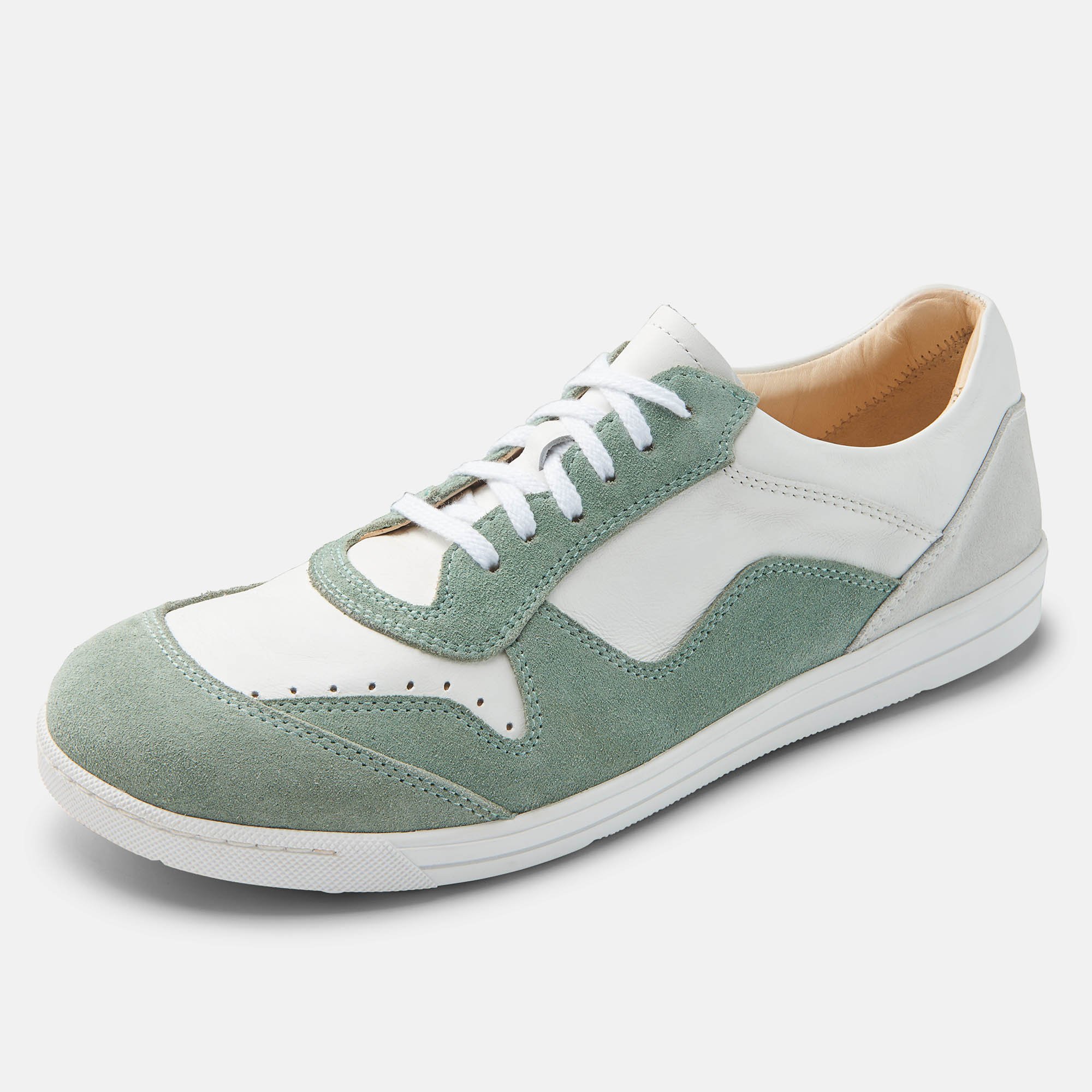 BÄR Schuhe Damenschuhe Alea in weiß/mint aus Kalbnappaleder, Kalbveloursleder - Anlass: Freizeitschuhe (Produktbild) BÄR Schuhe Damenschuhe Freizeitschuhe Alea weiß/mint Kalbnappaleder, Kalbveloursleder Produktbild