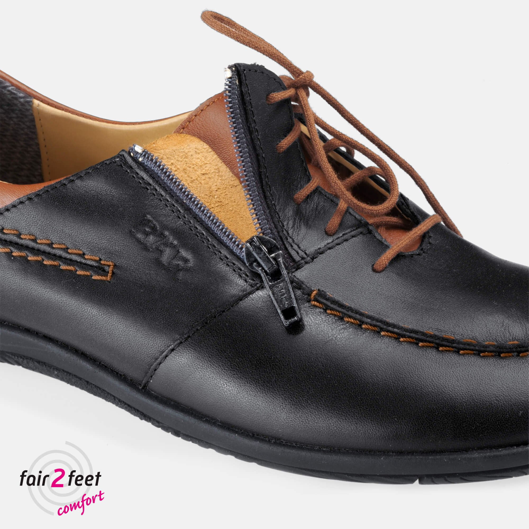 BÄR Schuhe Damenschuhe Jolanda in schwarz/braun aus Kalbnappaleder - Anlass: Freizeitschuhe (Seitenansicht) BÄR Schuhe Damenschuhe Freizeitschuhe Jolanda schwarz/braun Kalbnappaleder Seitenansicht
