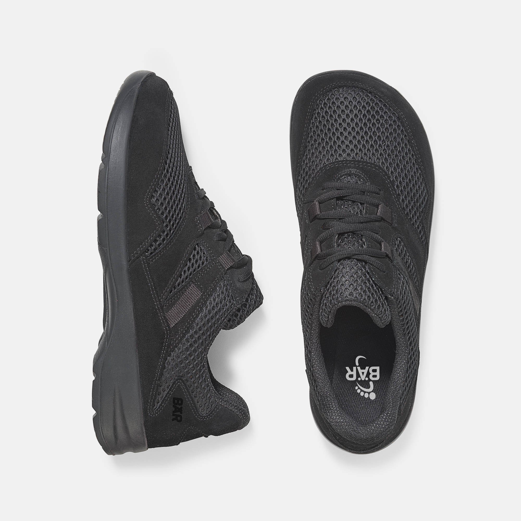 BÄR Schuhe Unisexschuhe Easyrun in schwarz aus Rindveloursleder, Mesh - Anlass: Laufschuhe (Ansicht von oben) BÄR Schuhe Unisexschuhe Laufschuhe Easyrun schwarz Rindveloursleder, Mesh Ansicht von oben