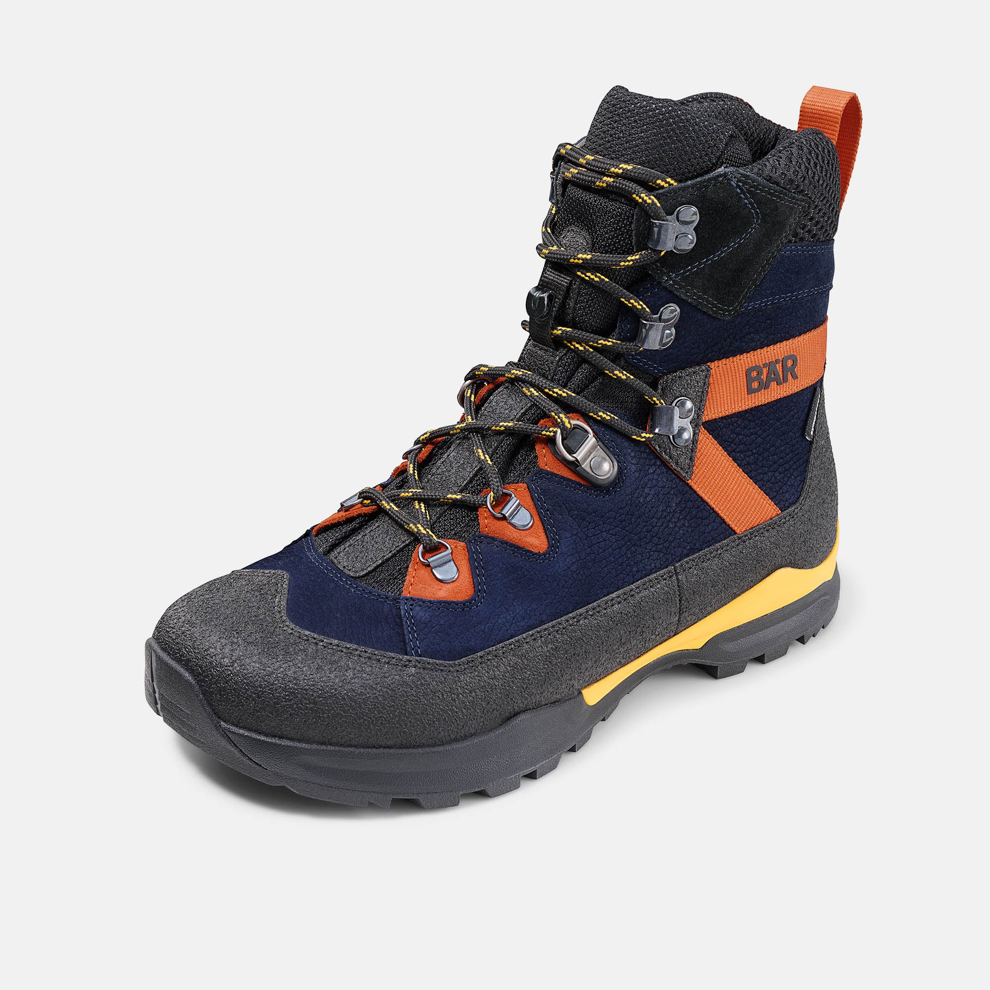 BÄR Schuhe Unisexschuhe Wanderstiefel Bergkomfort WP dunkelblau/orange terracare® Rindnubukleder wasserabweisend, Rindveloursleder, Textil, Produktbild