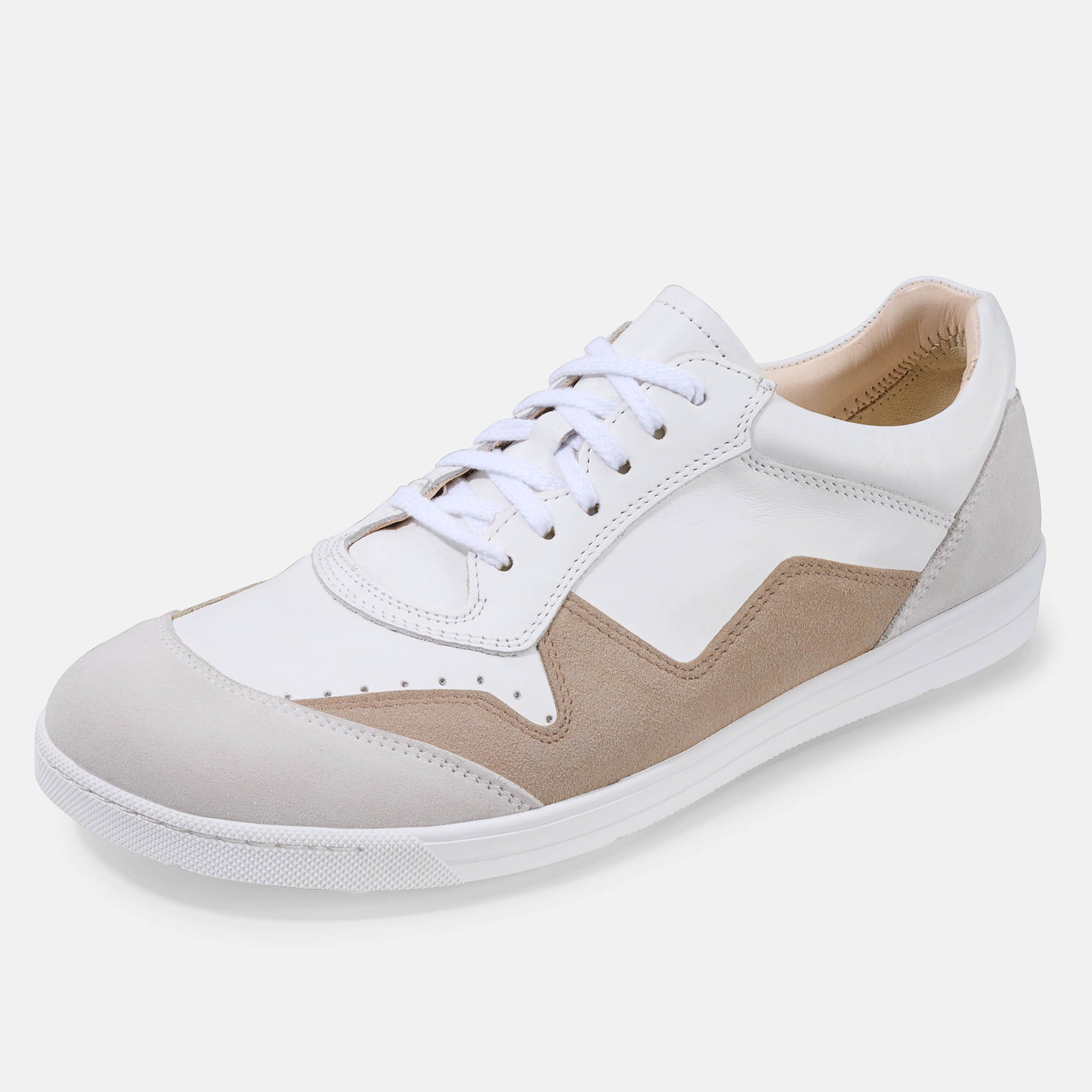 BÄR Schuhe Damenschuhe Alea in weiß/beige aus Kalbnappaleder, Kalbveloursleder - Anlass: Freizeitschuhe (Produktbild) BÄR Schuhe Damenschuhe Freizeitschuhe Alea weiß/beige Kalbnappaleder, Kalbveloursleder Produktbild