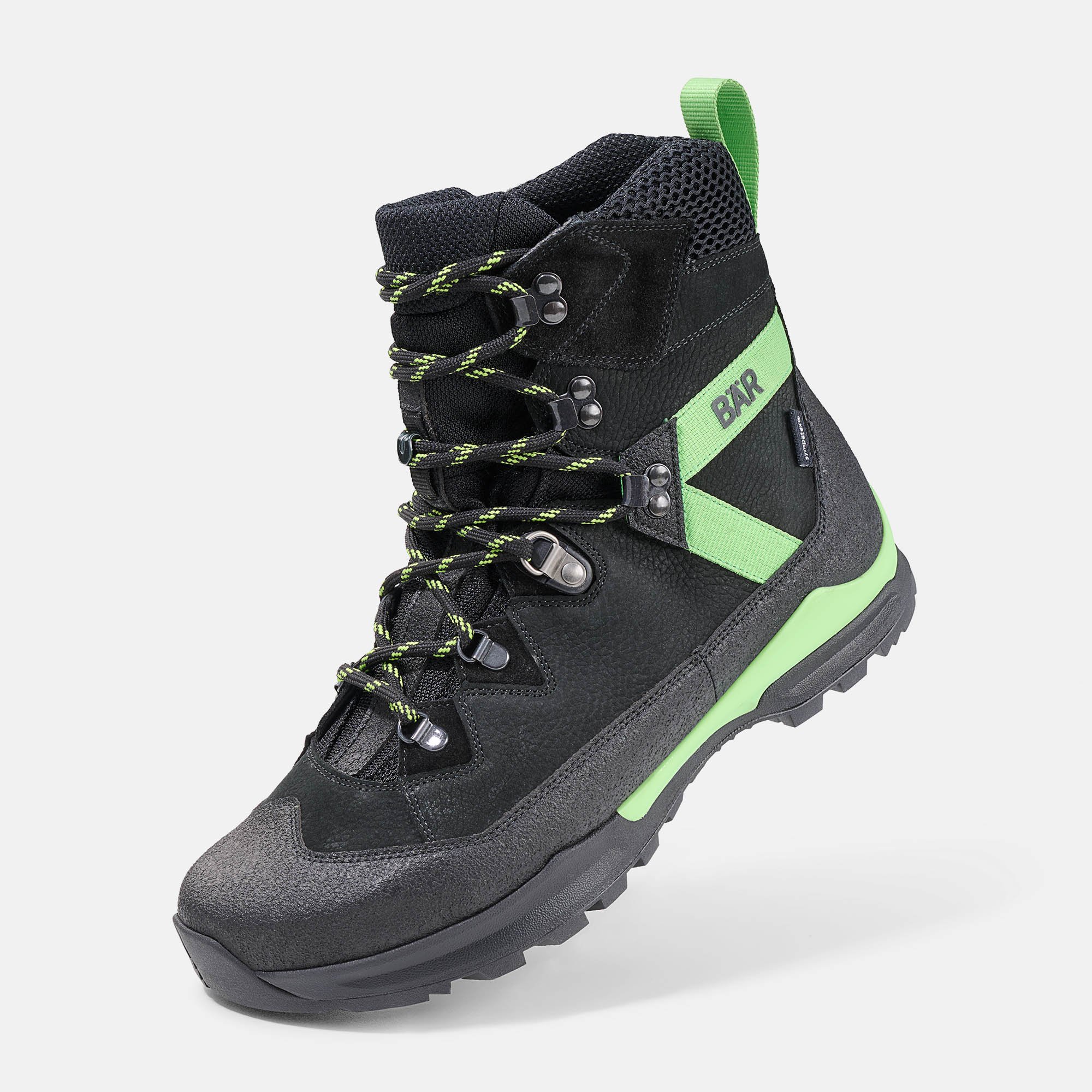 BÄR Schuhe Unisexschuhe Bergkomfort WP in schwarz/grün aus terracare® Rindnubukleder wasserabweisend, Rindveloursleder, Textil, - Anlass: Wanderstiefel (Produktbild) BÄR Schuhe Unisexschuhe Wanderstiefel Bergkomfort WP schwarz/grün terracare® Rindnubukleder wasserabweisend, Rindveloursleder, Textil, Produktbild