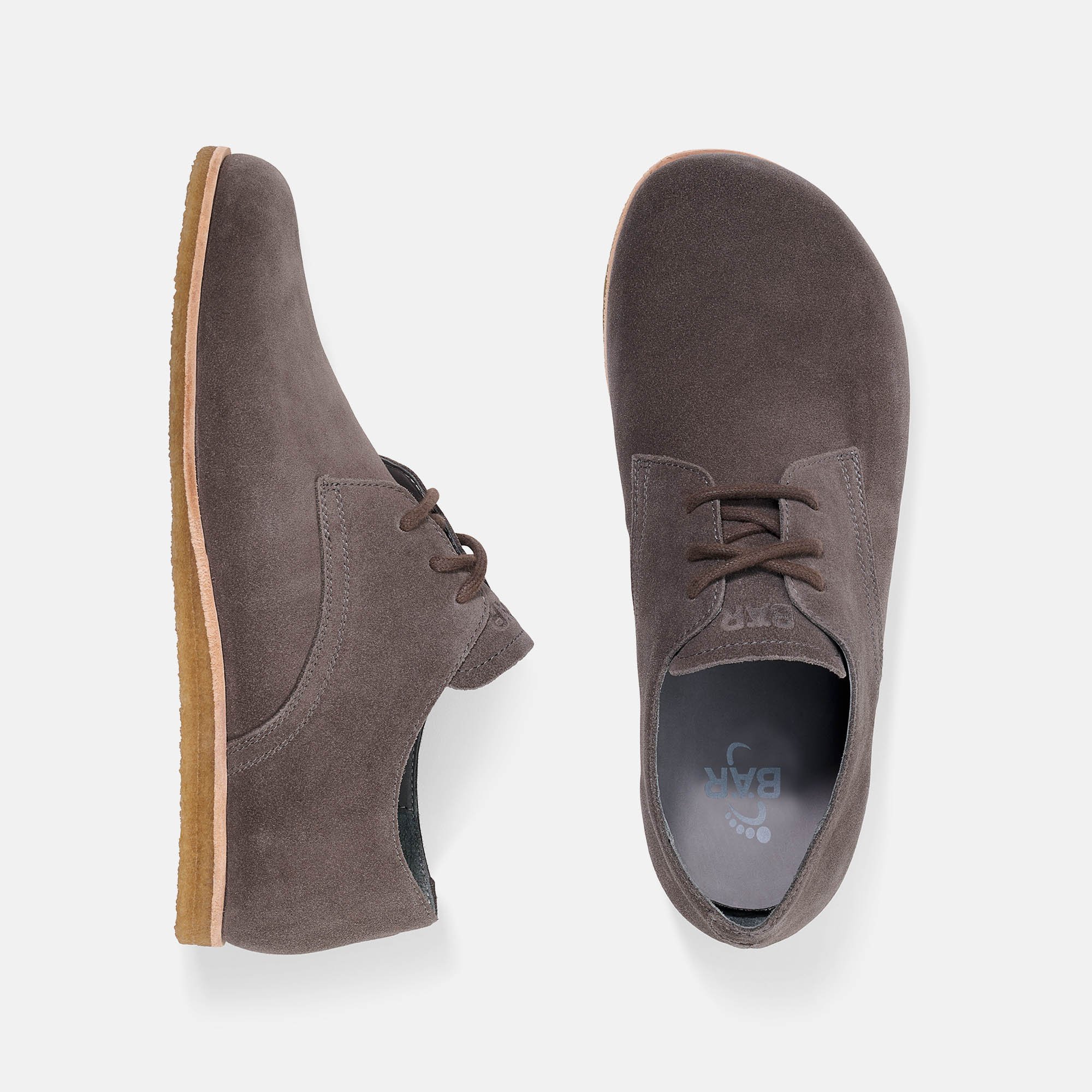 BÄR Schuhe Herrenschuhe Clint in graubraun aus Rindveloursleder - Anlass: Businessschuhe (Ansicht von oben) BÄR Schuhe Herrenschuhe Businessschuhe Clint graubraun Rindveloursleder Ansicht von oben