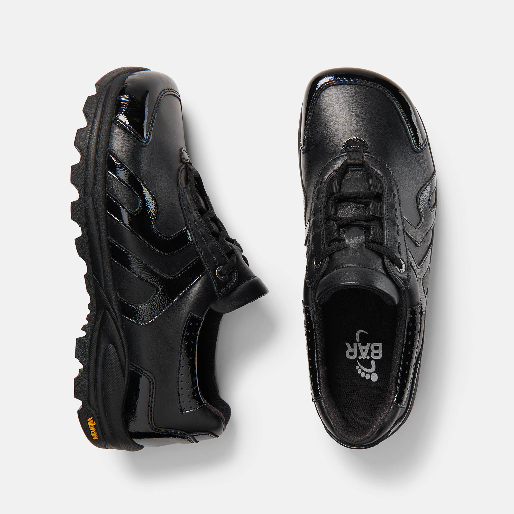 BÄR Schuhe Damenschuhe Lady-Sport L in schwarz aus Kalbnappaleder, Lackleder - Anlass: Wanderschuhe (Ansicht von oben) BÄR Schuhe Damenschuhe Wanderschuhe Lady-Sport L schwarz Kalbnappaleder, Lackleder Ansicht von oben