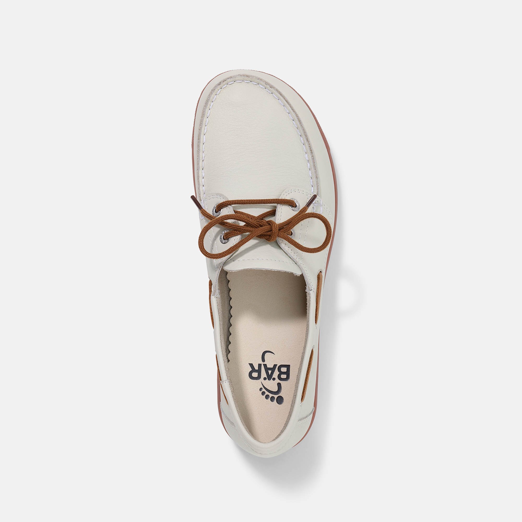 BÄR Schuhe Damenschuhe Freizeitschuhe Luzy weiß/braun Kalbnappaleder, gefettetes Rindnubukleder Ansicht von oben