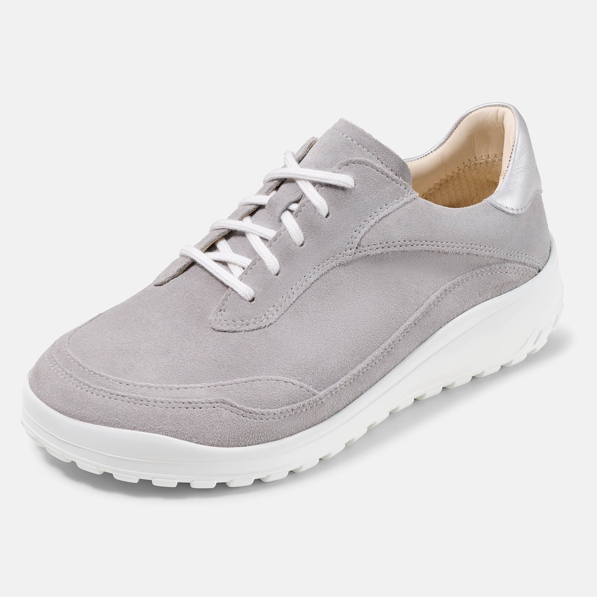 BÄR Schuhe Damenschuhe Freizeitschuhe Quinn grau/silber Kalbnappaleder, Kalbveloursleder Produktbild
