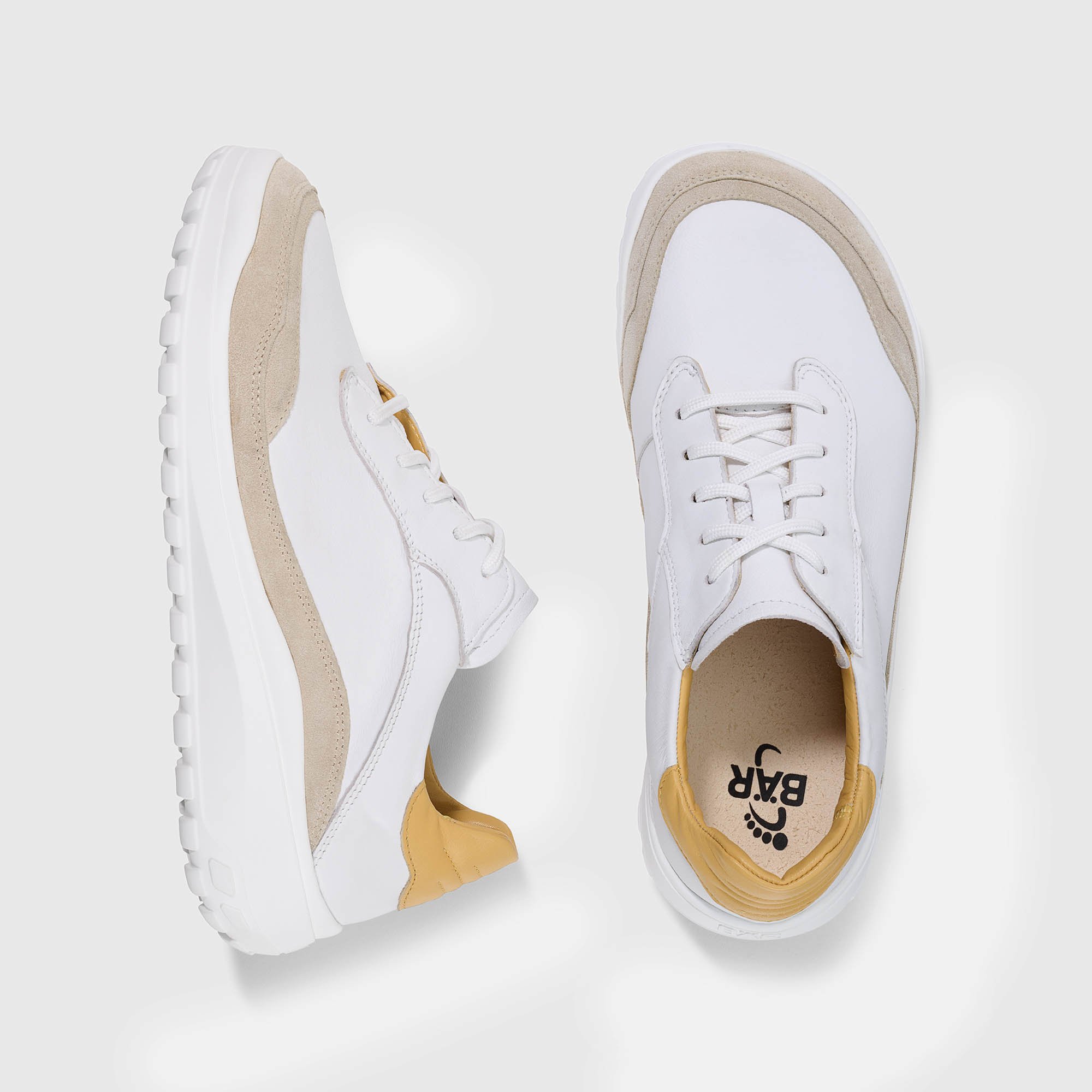 BÄR Schuhe Damenschuhe Alltag Quinn weiß/sand Kalbnappaleder, Kalbveloursleder Ansicht von oben