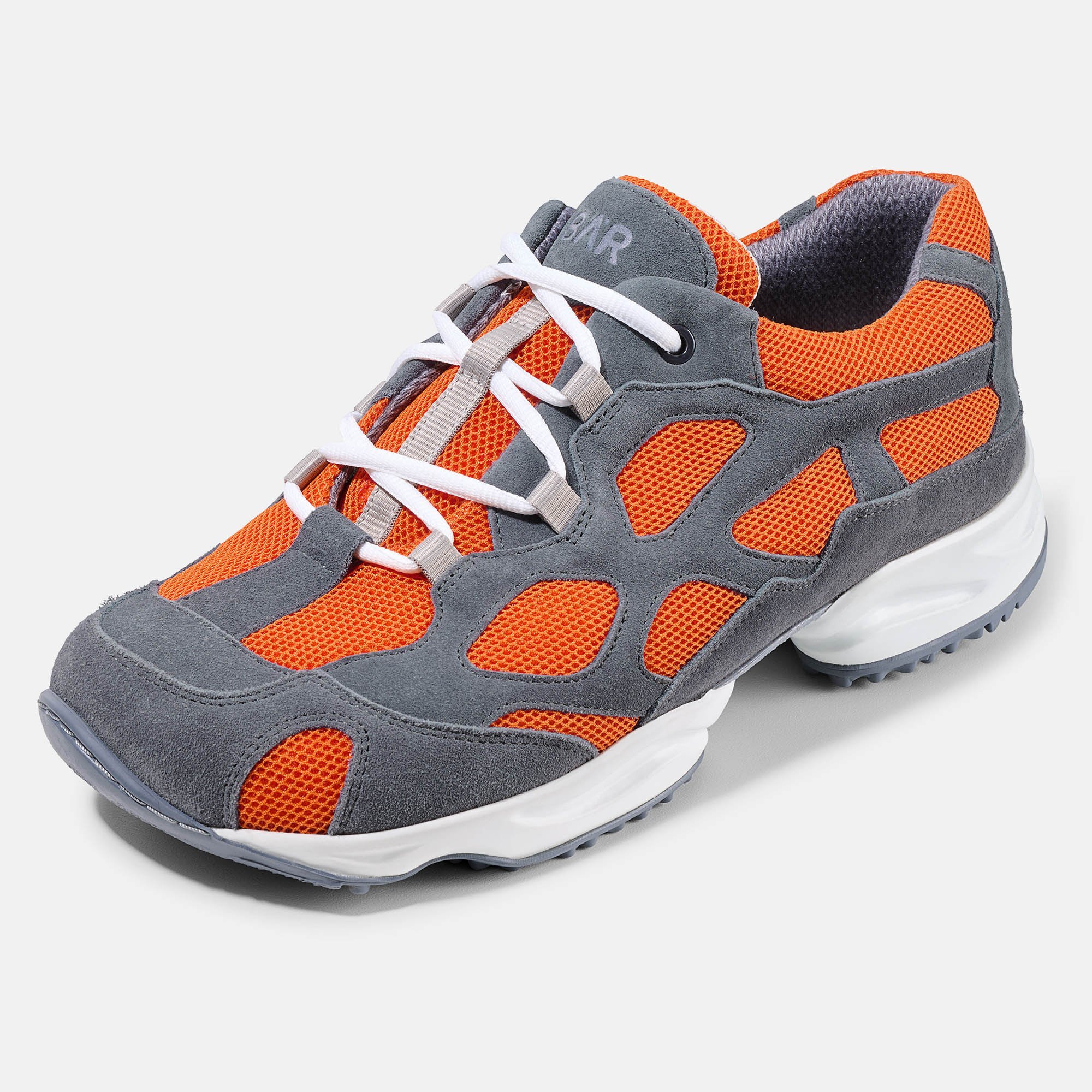 BÄR Schuhe Unisexschuhe High Performance 2.5 in grau/orange aus Rindveloursleder, Textil - Anlass: Laufschuhe (Produktbild) BÄR Schuhe Unisexschuhe Laufschuhe High Performance 2.5 grau/orange Rindveloursleder, Textil Produktbild