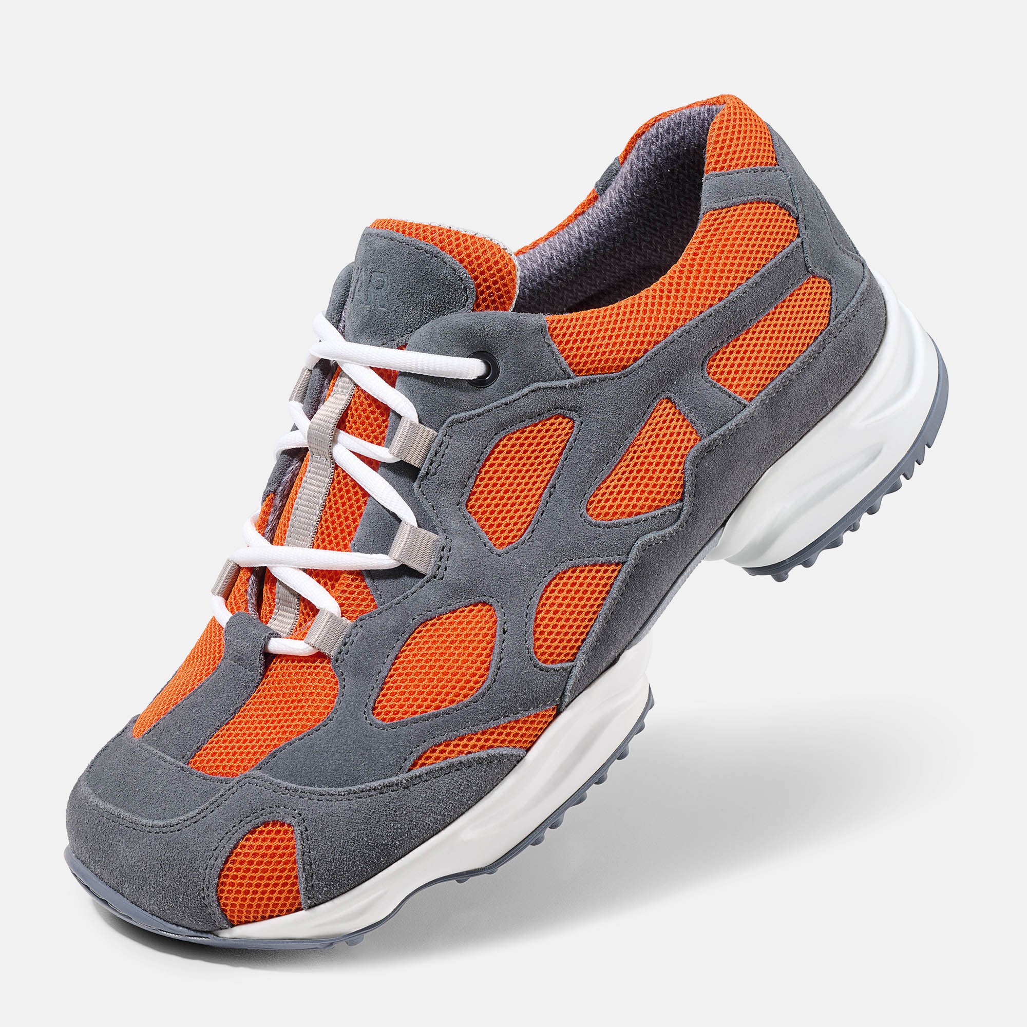 BÄR Schuhe Unisexschuhe High Performance 2.5 in grau/orange aus Rindveloursleder, Textil - Anlass: Laufschuhe (Produktbild) BÄR Schuhe Unisexschuhe Laufschuhe High Performance 2.5 grau/orange Rindveloursleder, Textil Produktbild