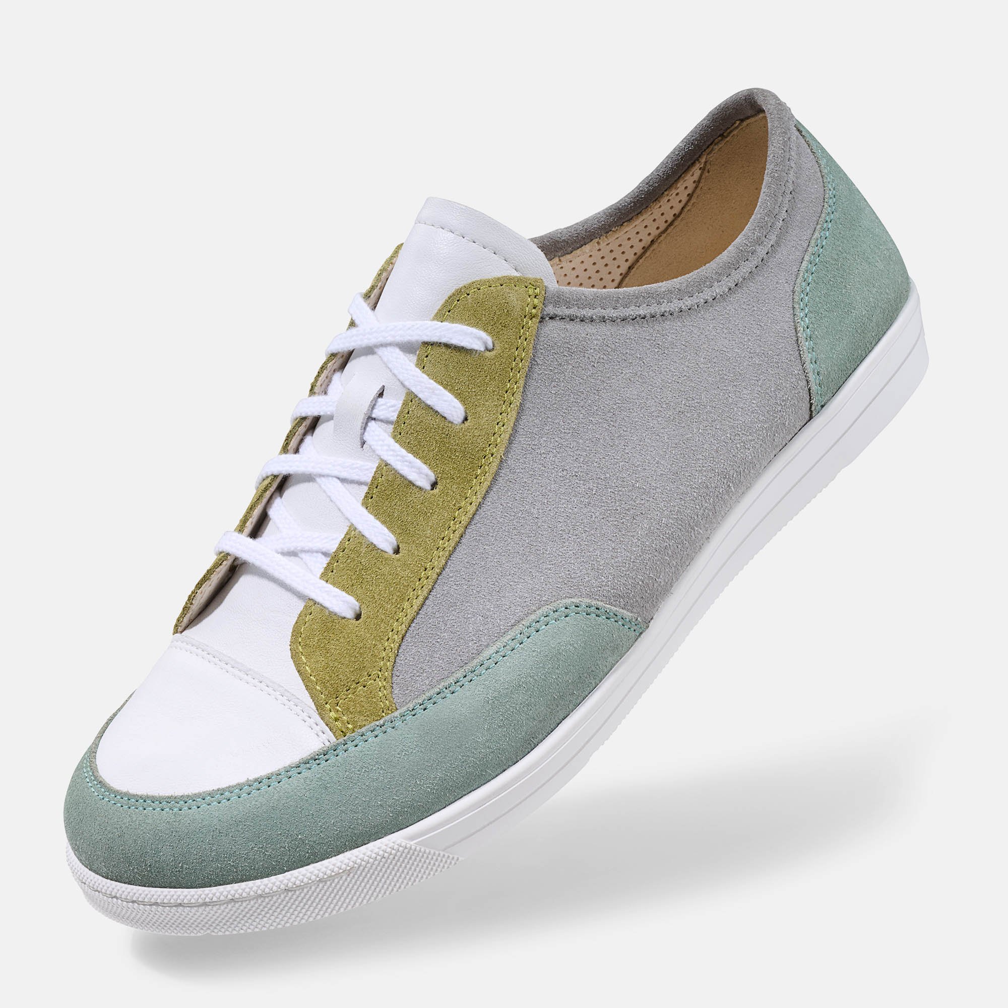 BÄR Schuhe Damenschuhe Emma 2.0 in grün/weiß aus Kalbnappaleder, Kalbveloursleder - Anlass: Alltag (Produktbild) BÄR Schuhe Damenschuhe Alltag Emma 2.0 grün/weiß Kalbnappaleder, Kalbveloursleder Produktbild