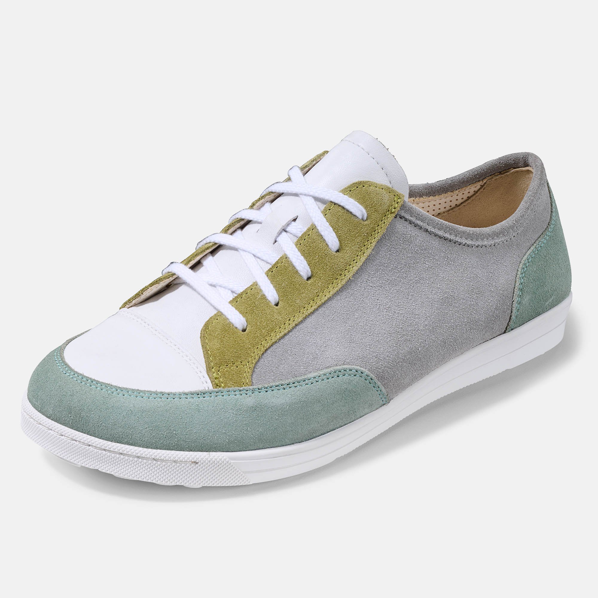 BÄR Schuhe Damenschuhe Emma 2.0 in grün/weiß aus Kalbnappaleder, Kalbveloursleder - Anlass: Alltag (Produktbild) BÄR Schuhe Damenschuhe Alltag Emma 2.0 grün/weiß Kalbnappaleder, Kalbveloursleder Produktbild