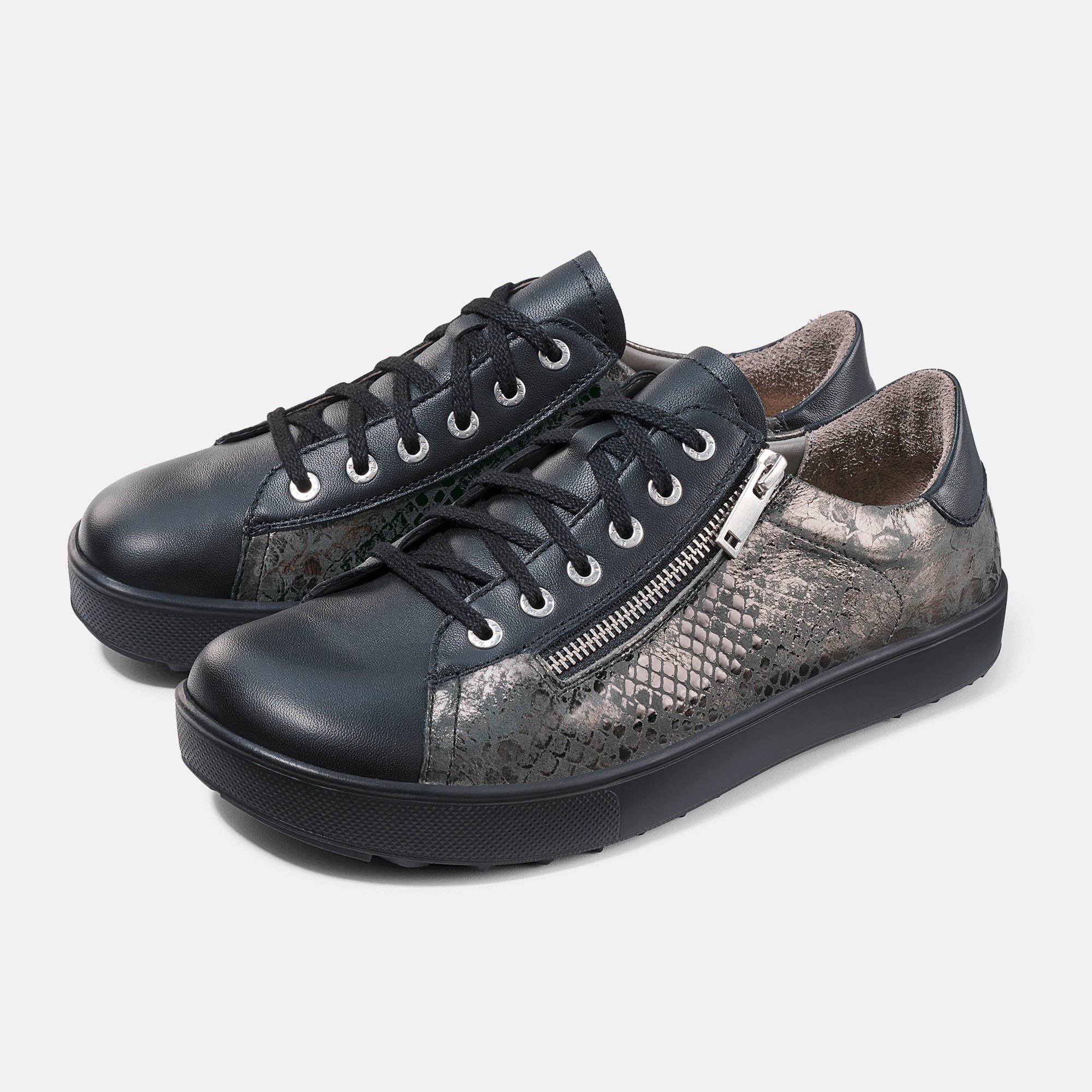 BÄR Schuhe Damenschuhe Margot in schwarz/anthrazit aus Lammnappaleder, Kalbnappaleder bedruckt - Anlass: Freizeitschuhe (Hauptbild) BÄR Schuhe Damenschuhe Freizeitschuhe Margot schwarz/anthrazit Lammnappaleder, Kalbnappaleder bedruckt Hauptbild