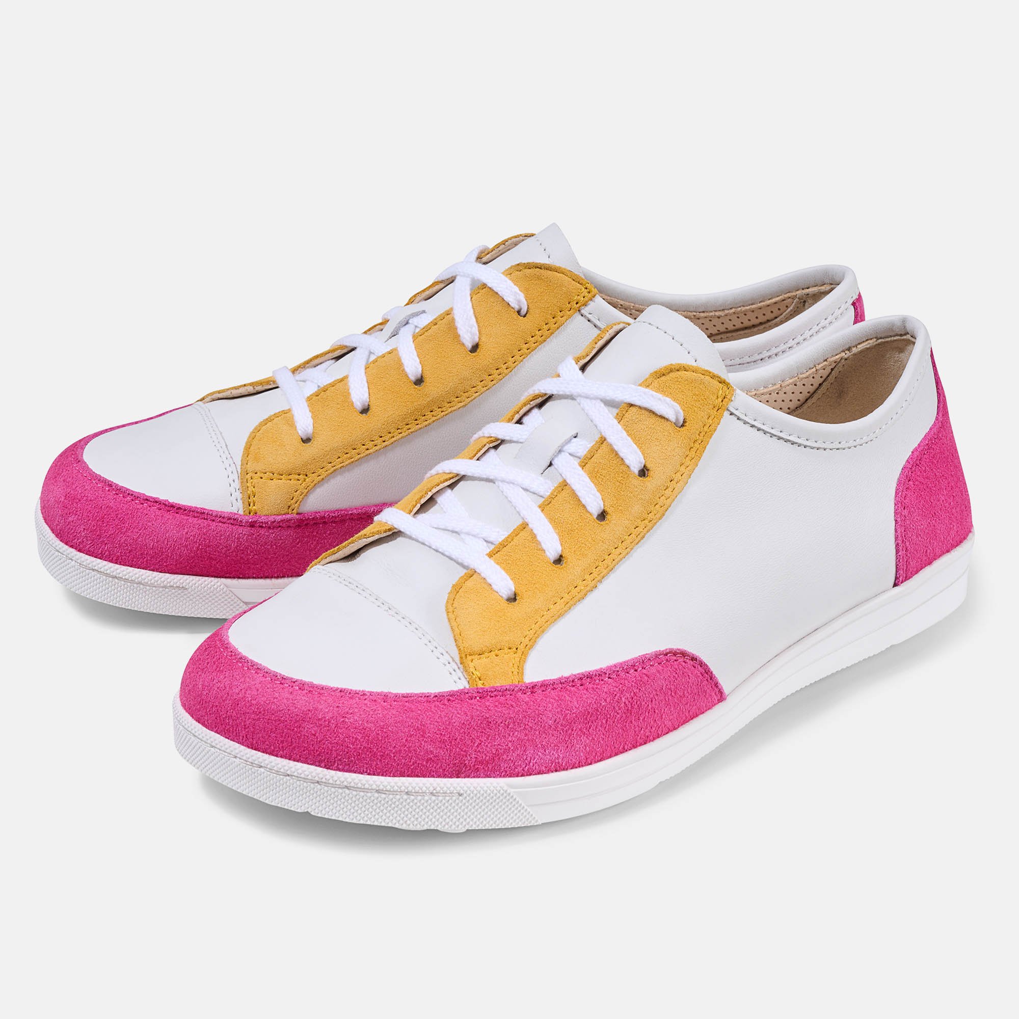 BÄR Schuhe Damenschuhe Emma 2.0 in weiß/pink/gelb aus Kalbnappaleder - Anlass: Alltag (Hauptbild) BÄR Schuhe Damenschuhe Alltag Emma 2.0 weiß/pink/gelb Kalbnappaleder Hauptbild
