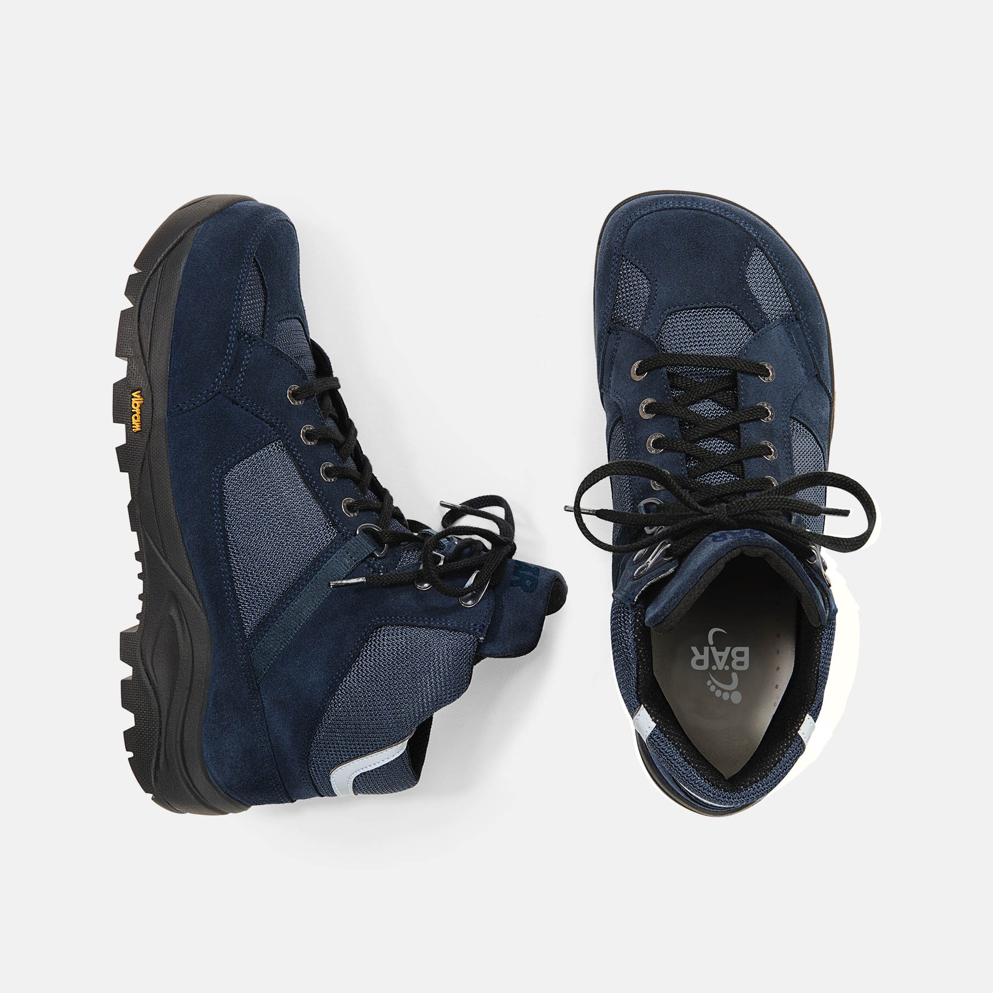 BÄR Schuhe Unisexschuhe Innsbruck in dunkelblau aus Rindveloursleder, Funktionstextil - Anlass: Wanderstiefel (Ansicht von oben) BÄR Schuhe Unisexschuhe Wanderstiefel Innsbruck dunkelblau Rindveloursleder, Funktionstextil Ansicht von oben