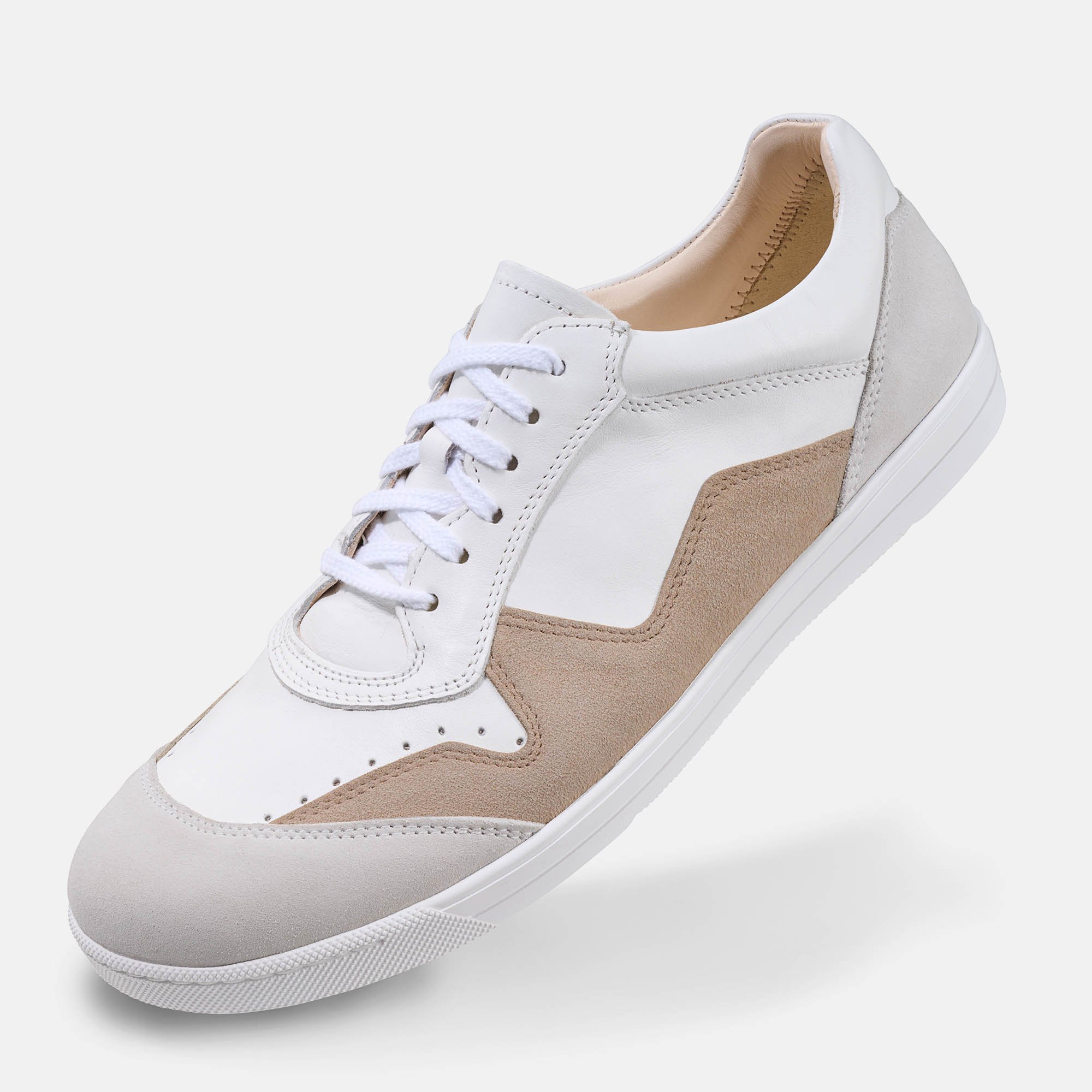 BÄR Schuhe Damenschuhe Alea in weiß/beige aus Kalbnappaleder, Kalbveloursleder - Anlass: Freizeitschuhe (Produktbild) BÄR Schuhe Damenschuhe Freizeitschuhe Alea weiß/beige Kalbnappaleder, Kalbveloursleder Produktbild