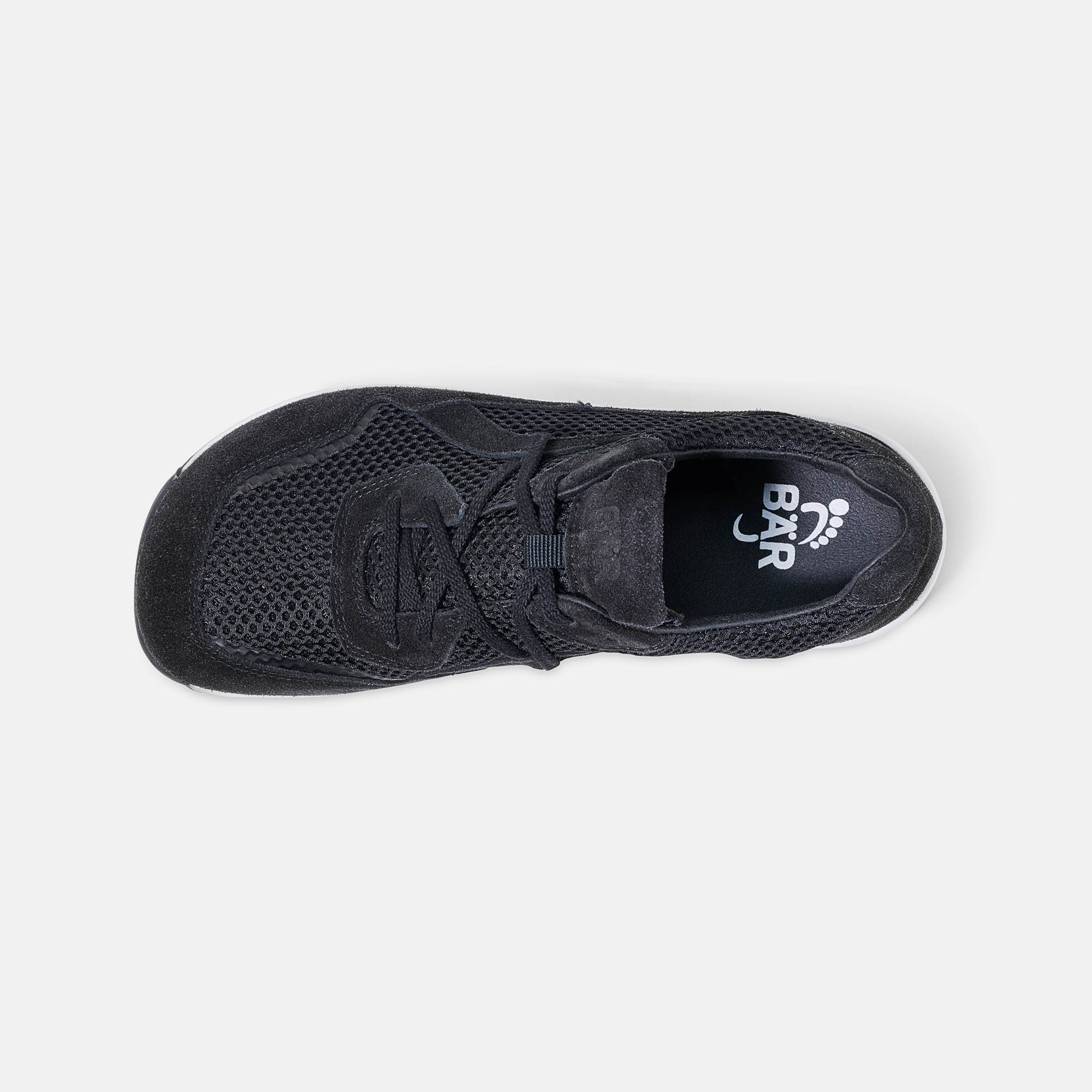 BÄR Schuhe Damenschuhe LadyMove in schwarz aus Mesh, Kalbveloursleder - Anlass: Sport (Ansicht von oben) BÄR Schuhe Damenschuhe Sport LadyMove schwarz Mesh, Kalbveloursleder Ansicht von oben