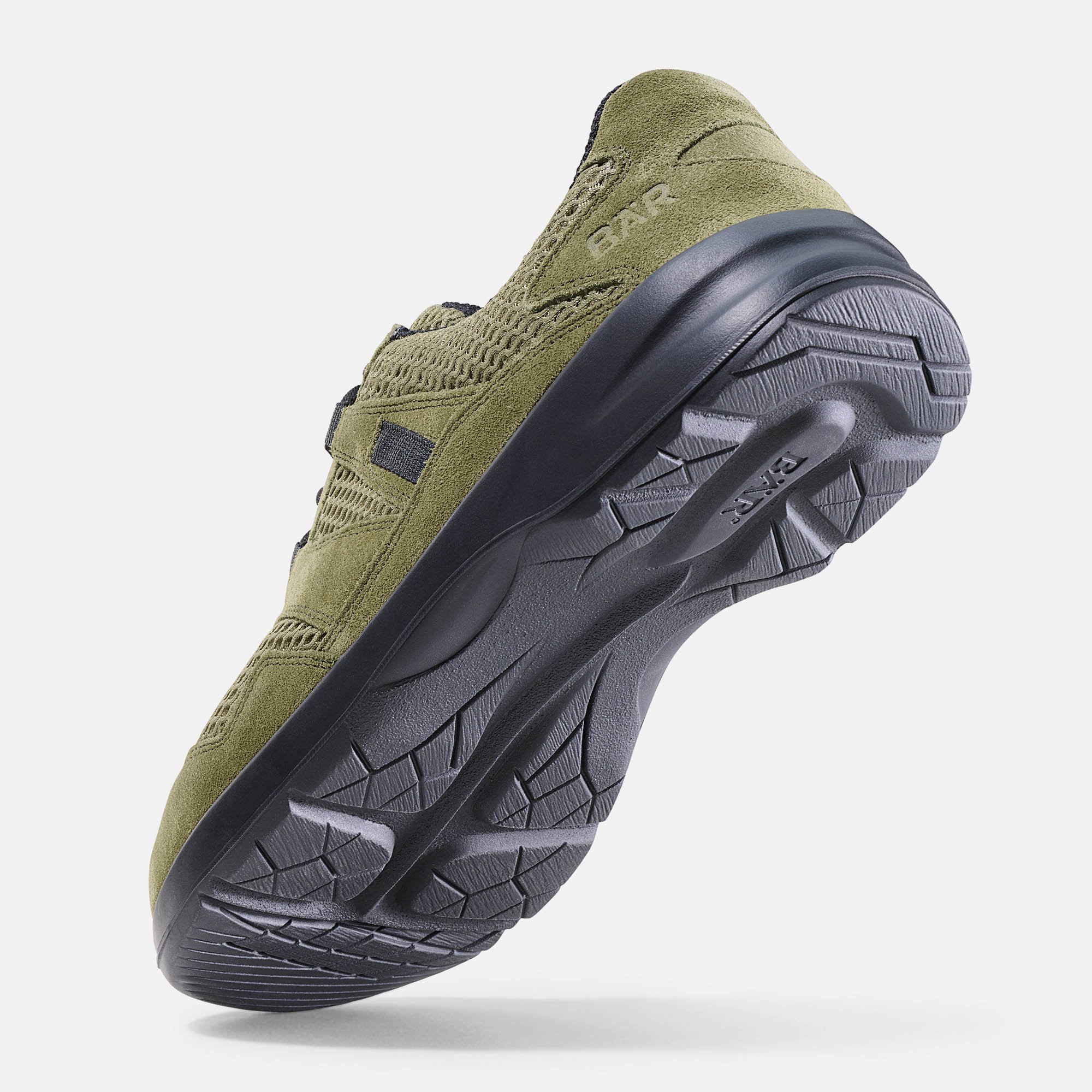 BÄR Schuhe Unisexschuhe Laufschuhe Easyrun oliv Rindveloursleder, Textil Seitenansicht