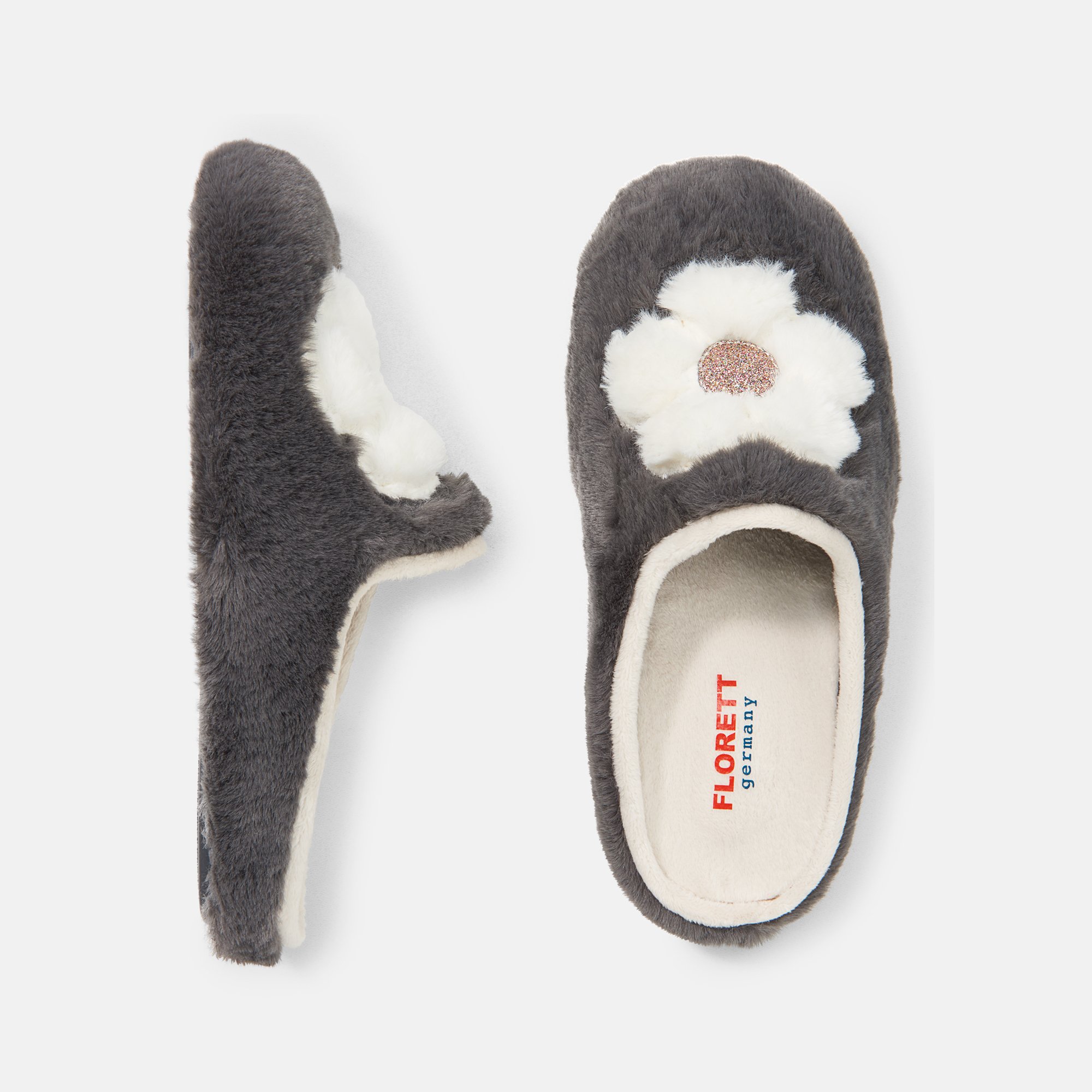 BÄR Schuhe Damenschuhe Hausschuhe Hedda dunkelgrau Polyester Ansicht von oben