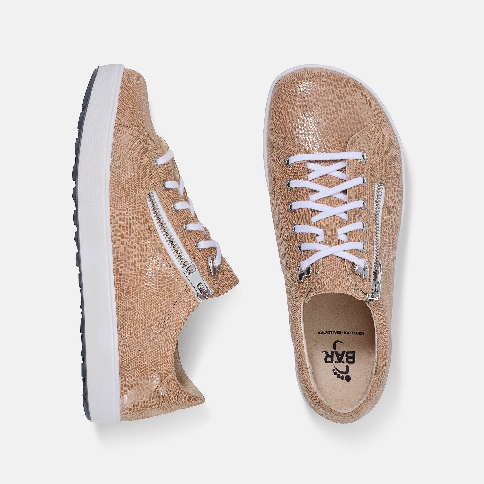 BÄR Schuhe Damenschuhe Margot in sand aus Kalbnappaleder foliert - Anlass: Freizeitschuhe (Ansicht von oben) BÄR Schuhe Damenschuhe Freizeitschuhe Margot sand Kalbnappaleder foliert Ansicht von oben