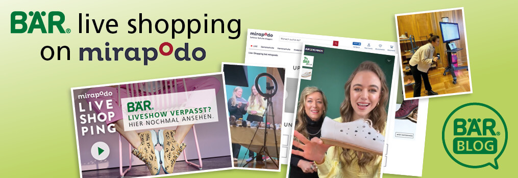 Collage of BÄR live shopping event on Mirapodo featuring product demonstrations and enthusiastic presenters.