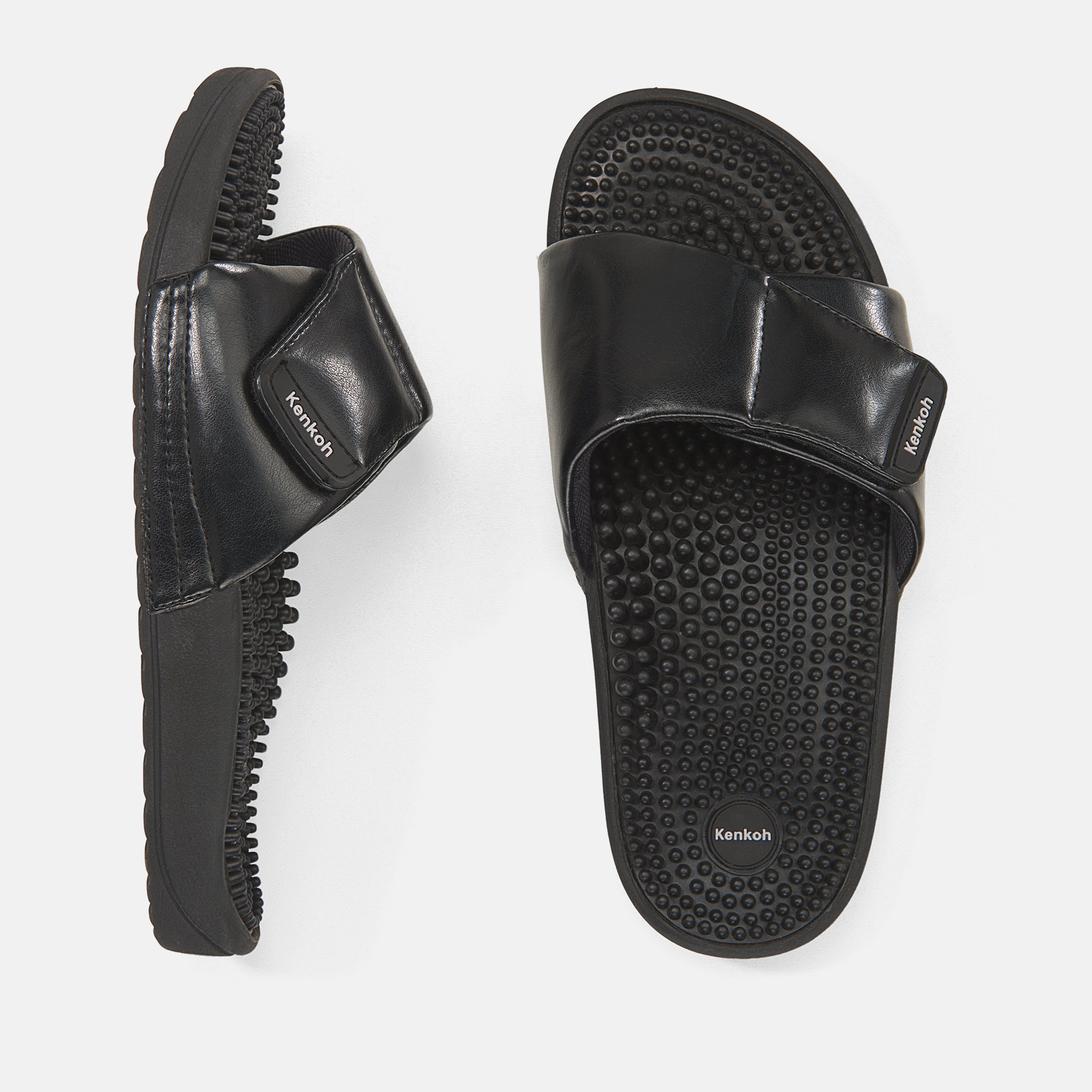 BÄR Schuhe Unisexschuhe Kenkoh Massage-Sandalen in schwarz aus Synthetisches Leder - Anlass: Hausschuhe (Ansicht von oben) BÄR Schuhe Unisexschuhe Hausschuhe Kenkoh Massage-Sandalen schwarz Synthetisches Leder Ansicht von oben